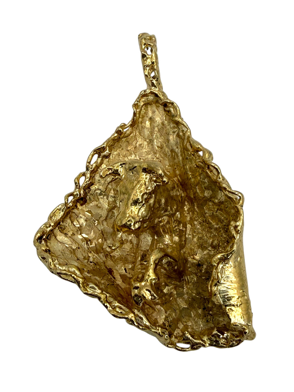 14k Brutalist Bull Pendant