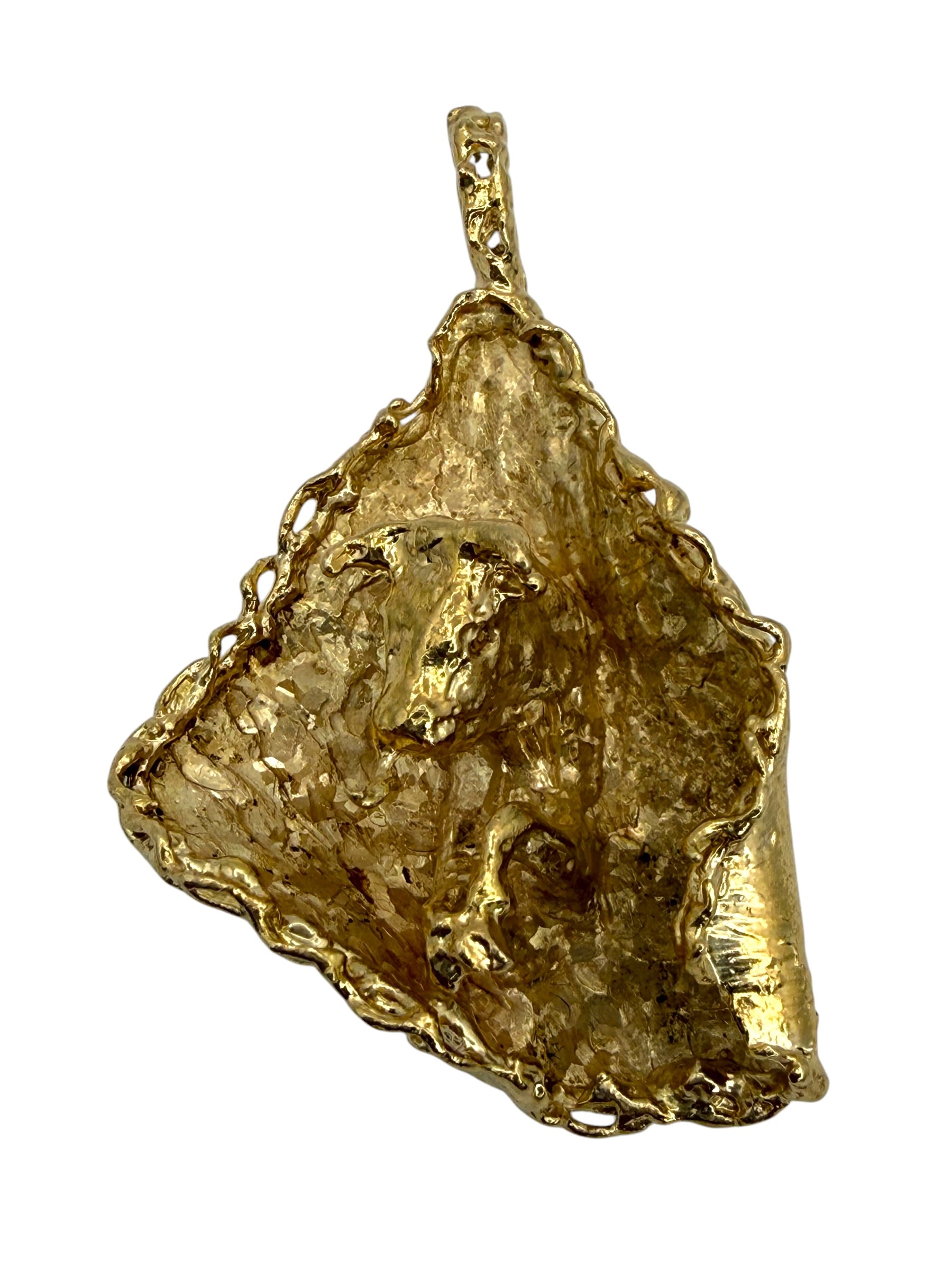 14k Brutalist Bull Pendant