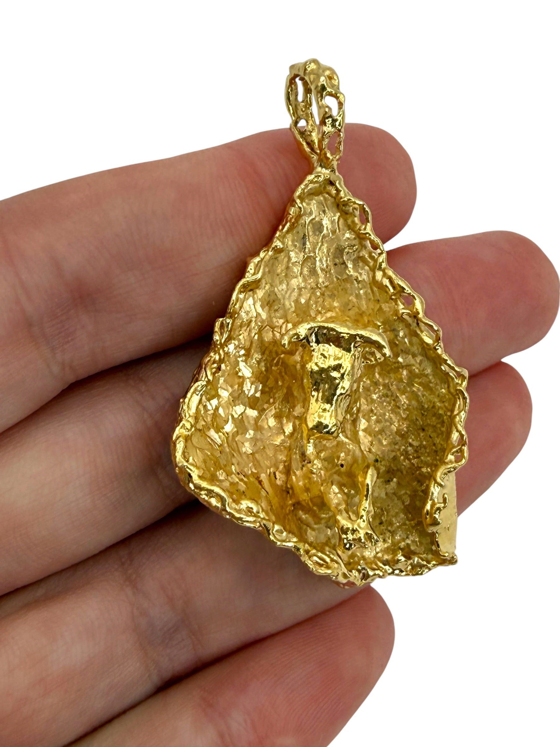 14k Brutalist Bull Pendant