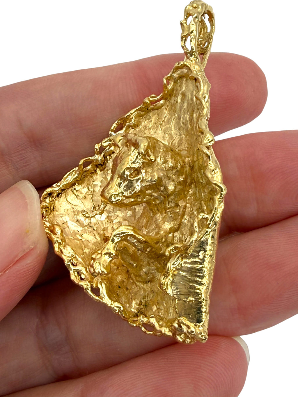 14k Brutalist Bull Pendant