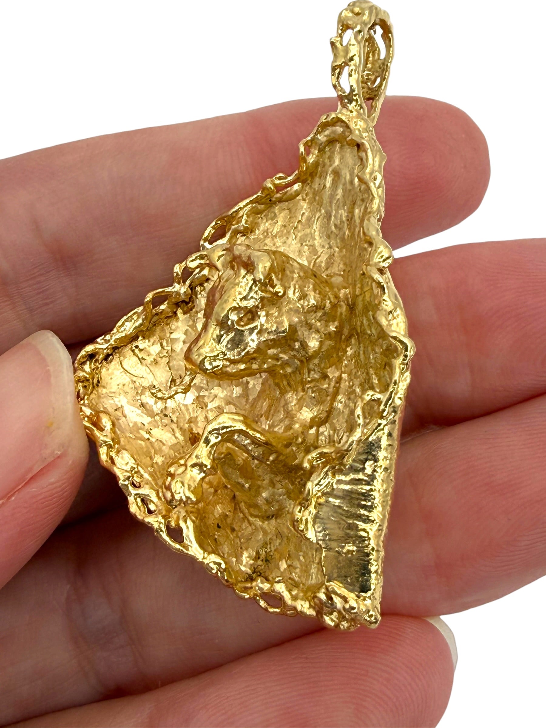 14k Brutalist Bull Pendant