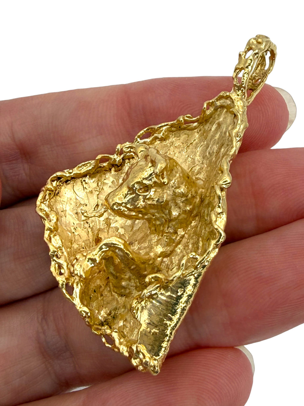 14k Brutalist Bull Pendant
