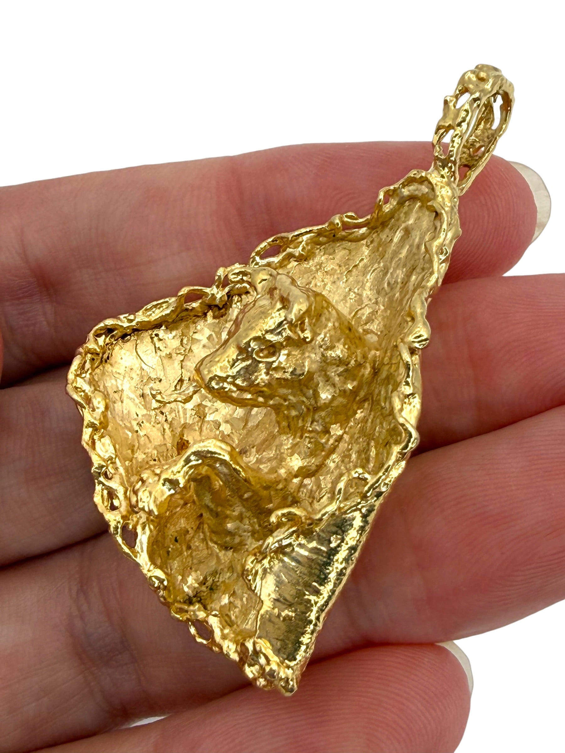 14k Brutalist Bull Pendant