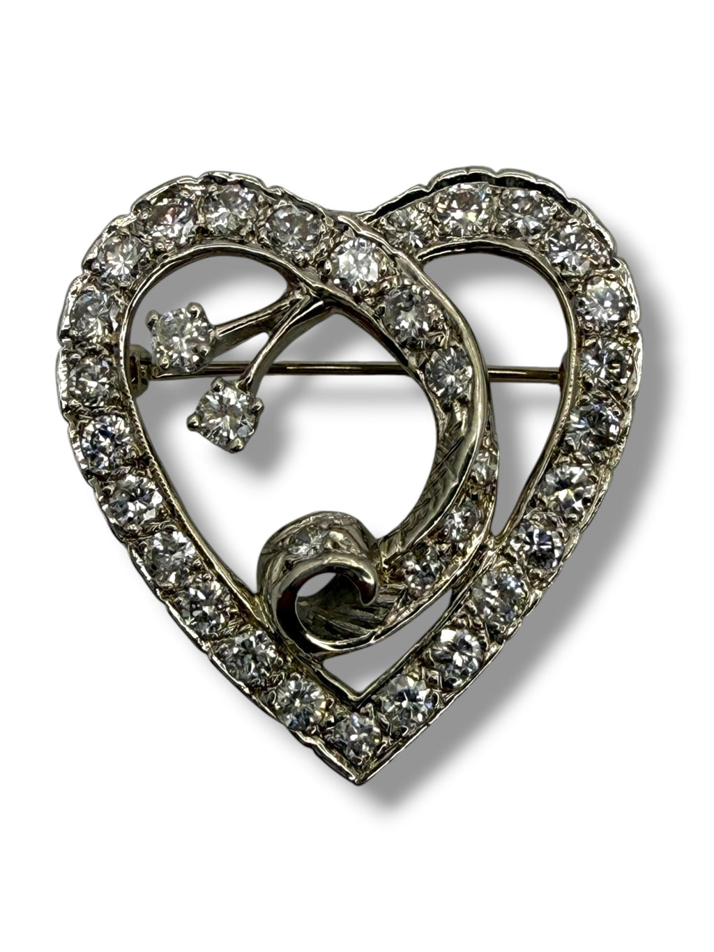 14k Diamond Heart Brooch
