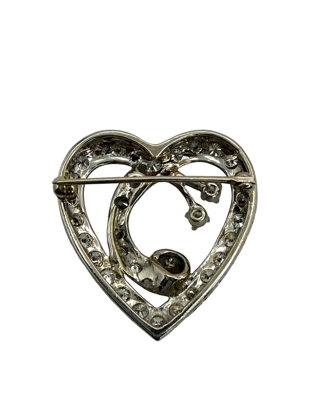 14k Diamond Heart Brooch