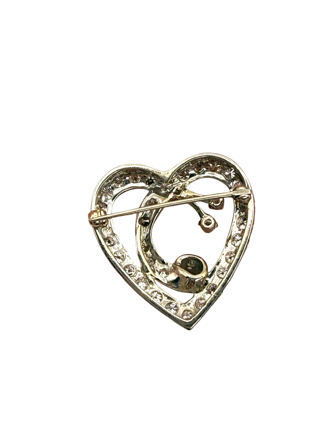 14k Diamond Heart Brooch