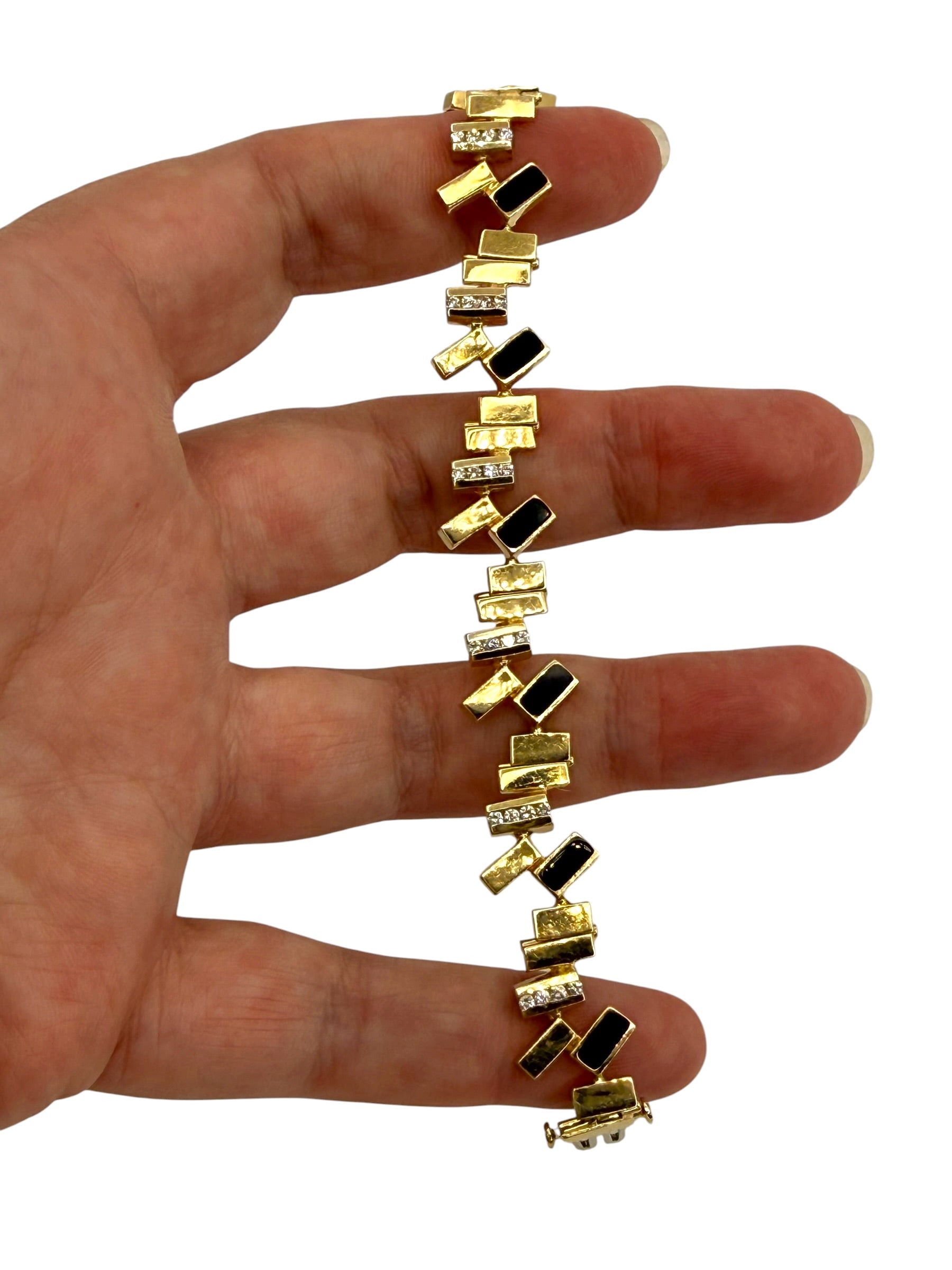14k Onyx Diamond Bracelet