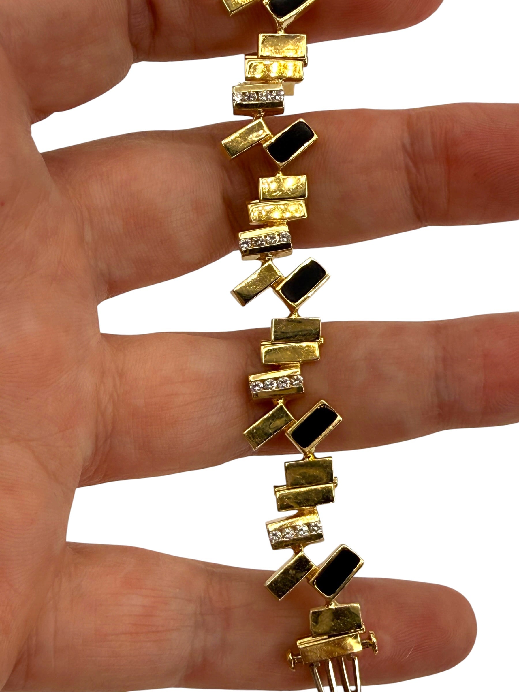 14k Onyx Diamond Bracelet