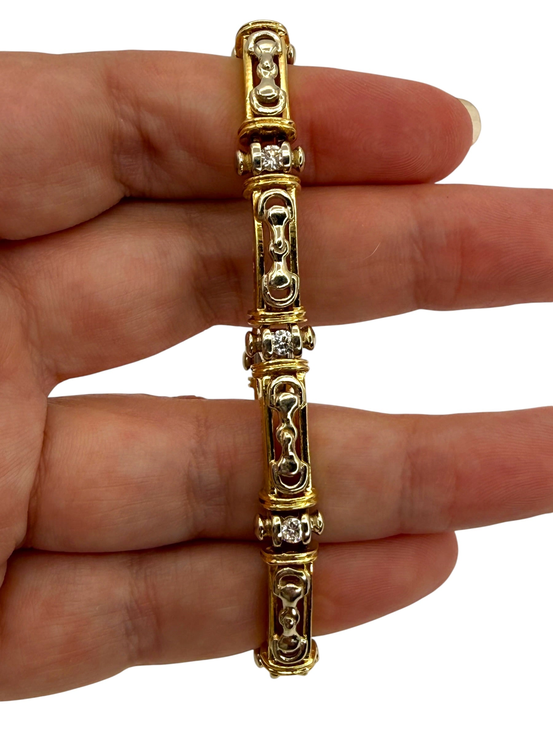 14k Snaffle Bit Diamond Bracelet