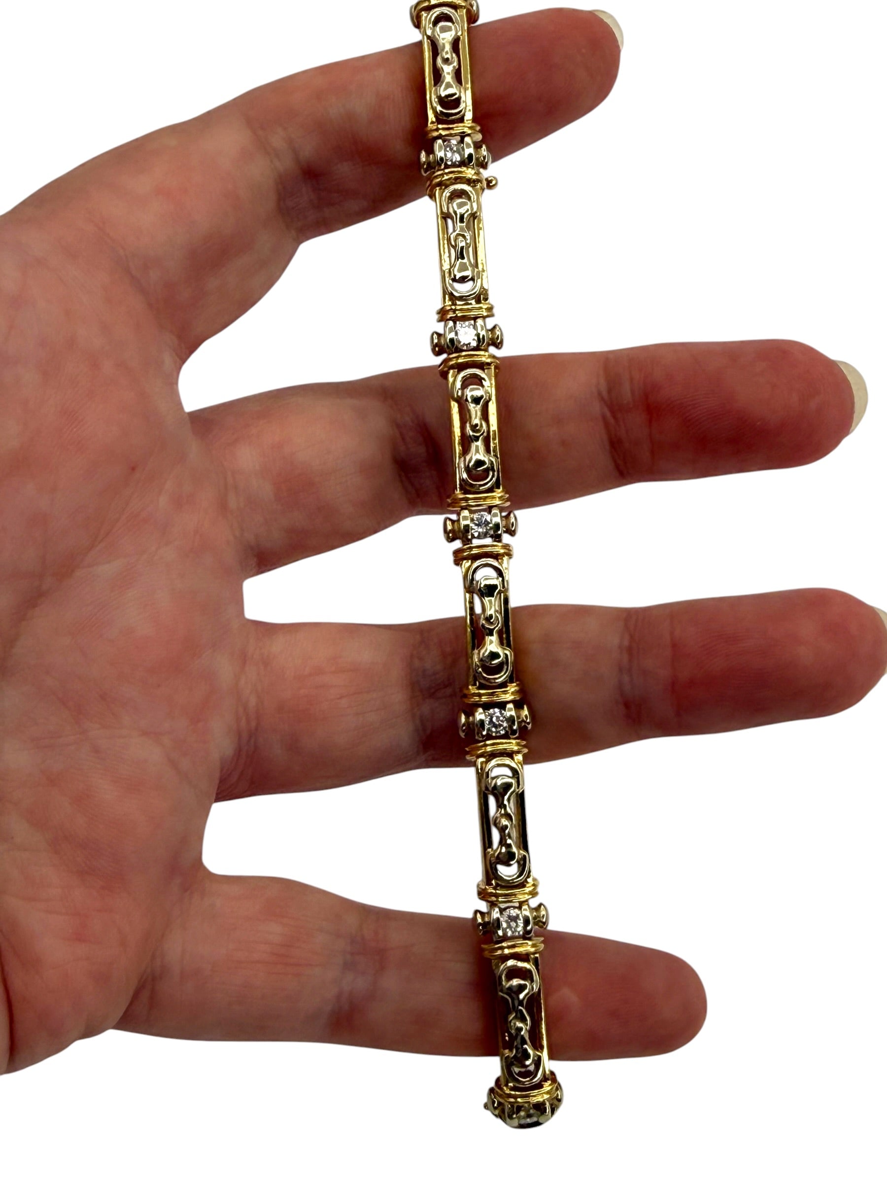 14k Snaffle Bit Diamond Bracelet