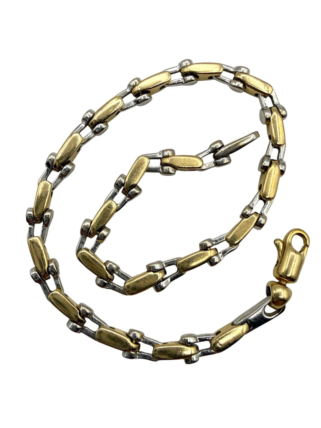 14k Two Tone Stirrup Link Bracelet
