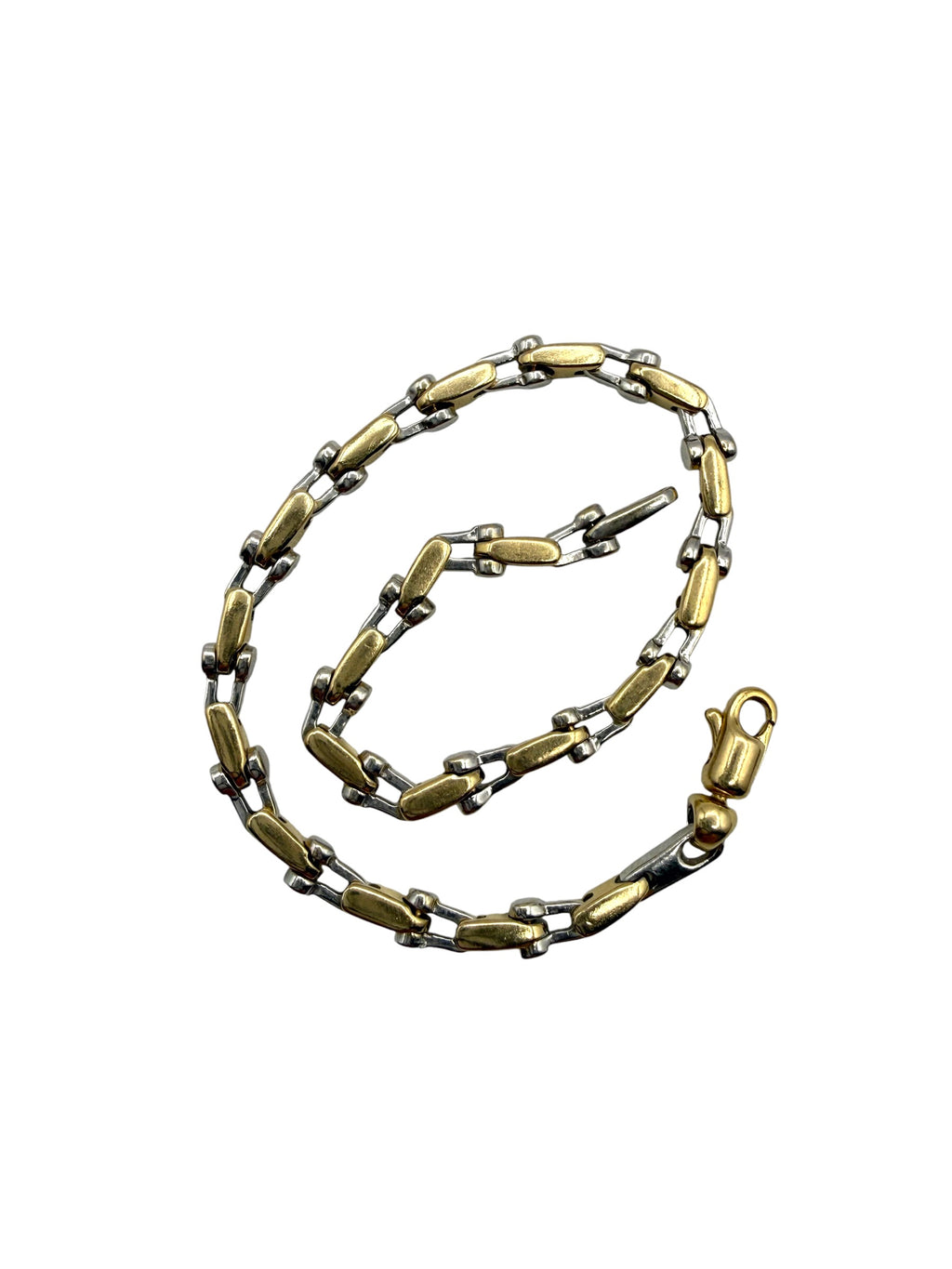 14k Two Tone Stirrup Link Bracelet