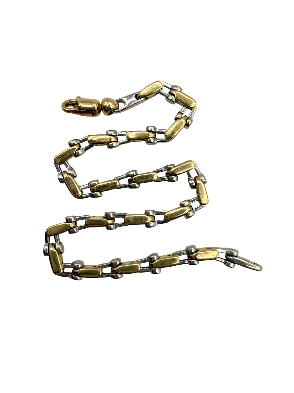 14k Two Tone Stirrup Link Bracelet