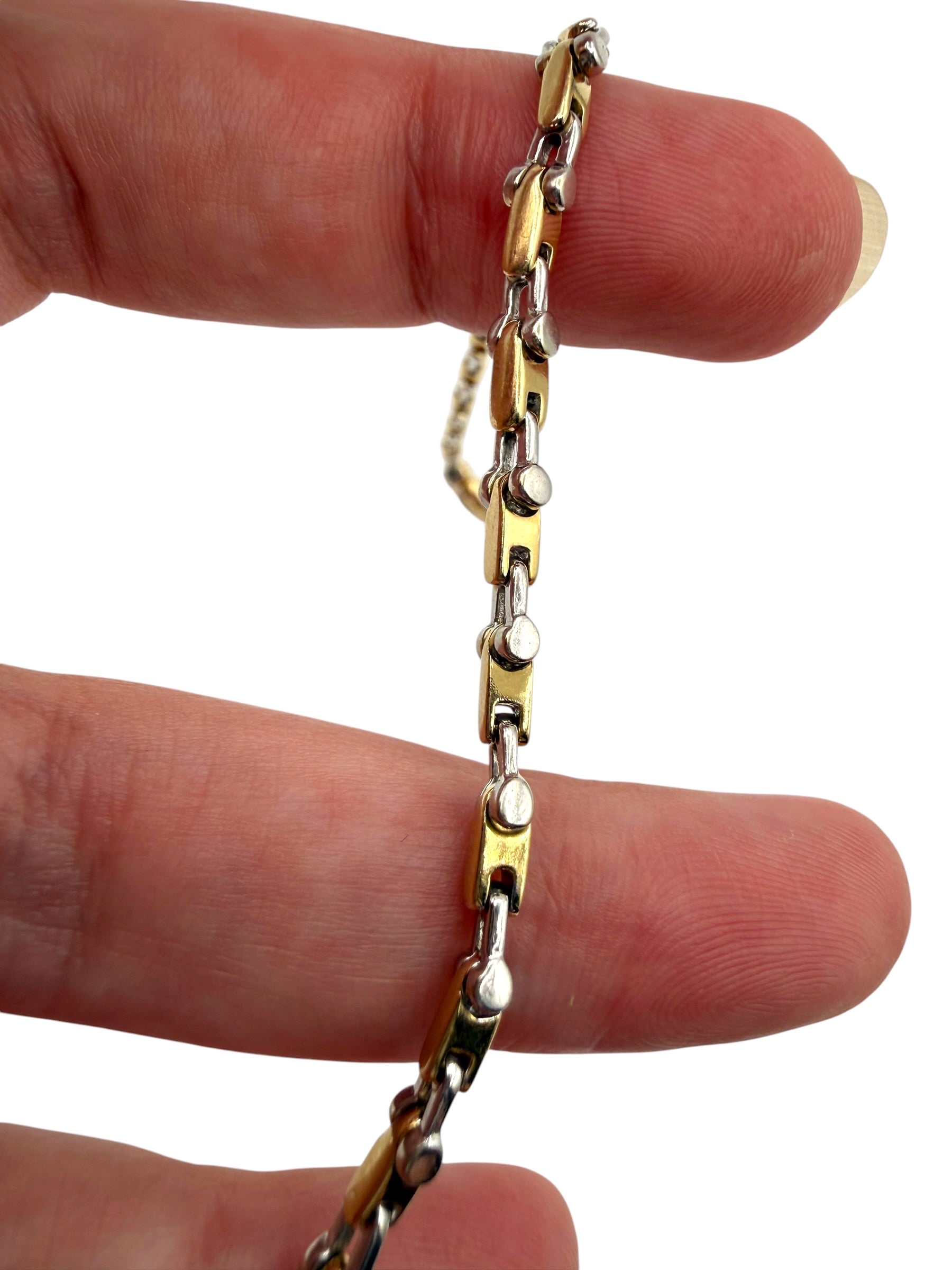 14k Two Tone Stirrup Link Bracelet