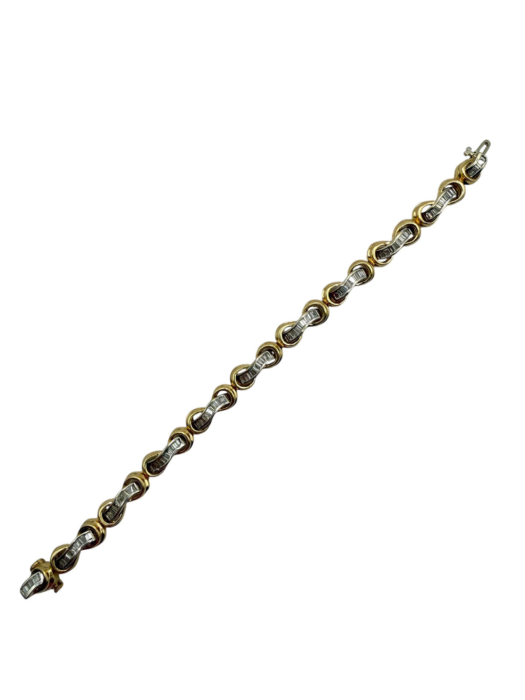 14k Two Tone Baguette Bracelet