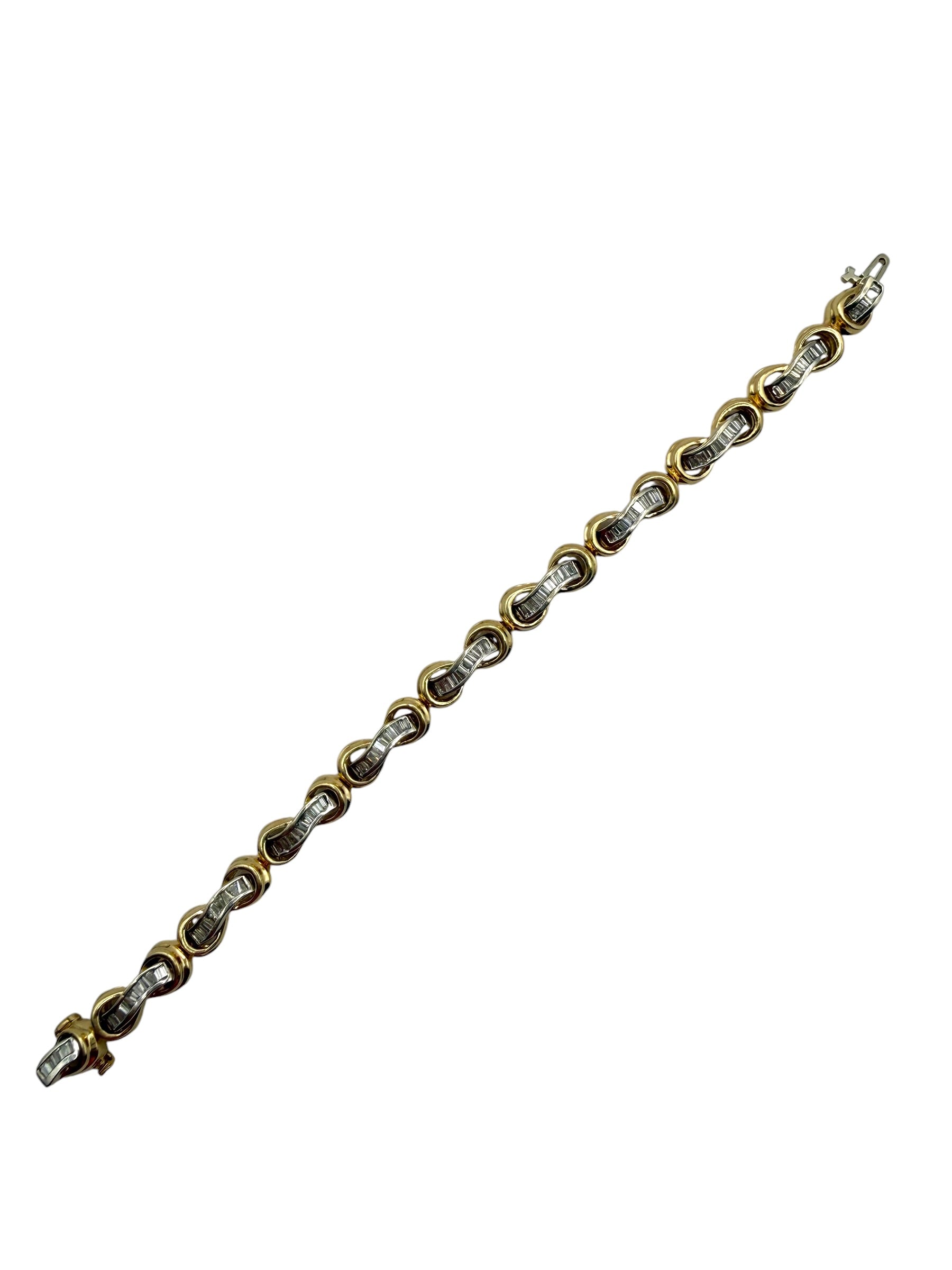 14k Two Tone Baguette Bracelet