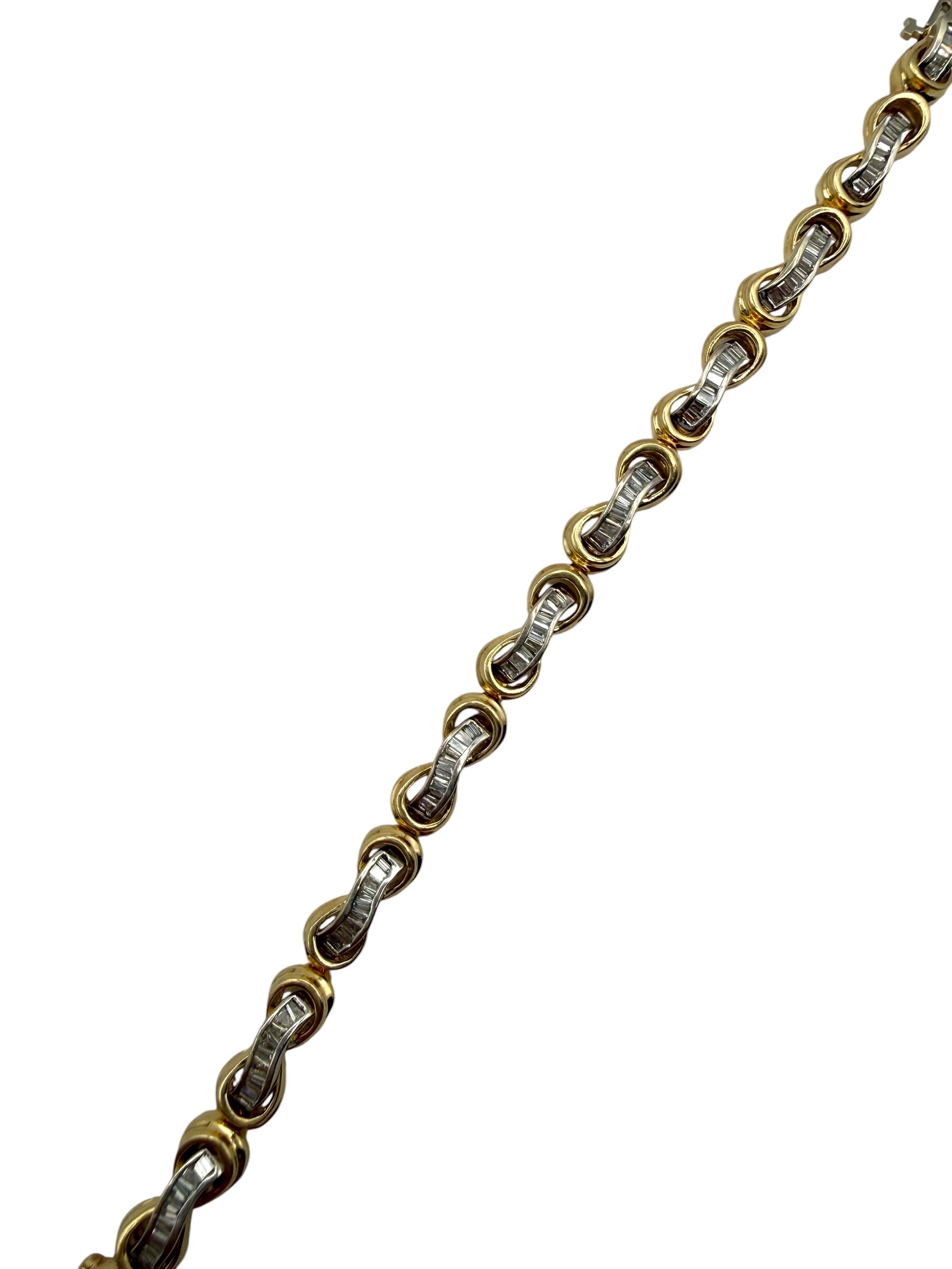 14k Two Tone Baguette Bracelet