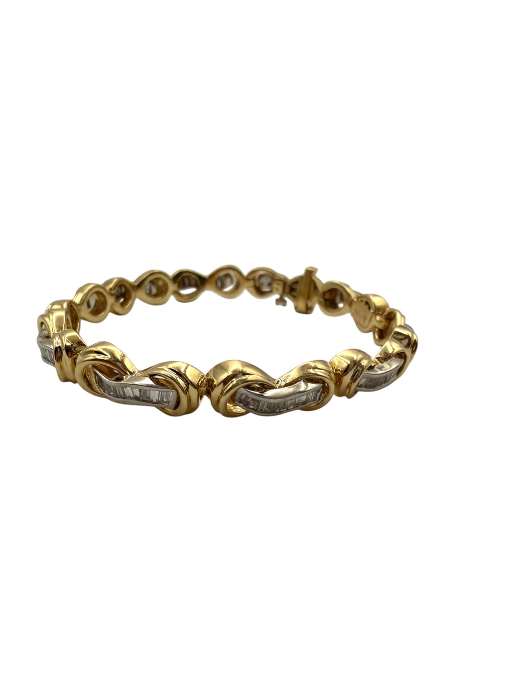 14k Two Tone Baguette Bracelet