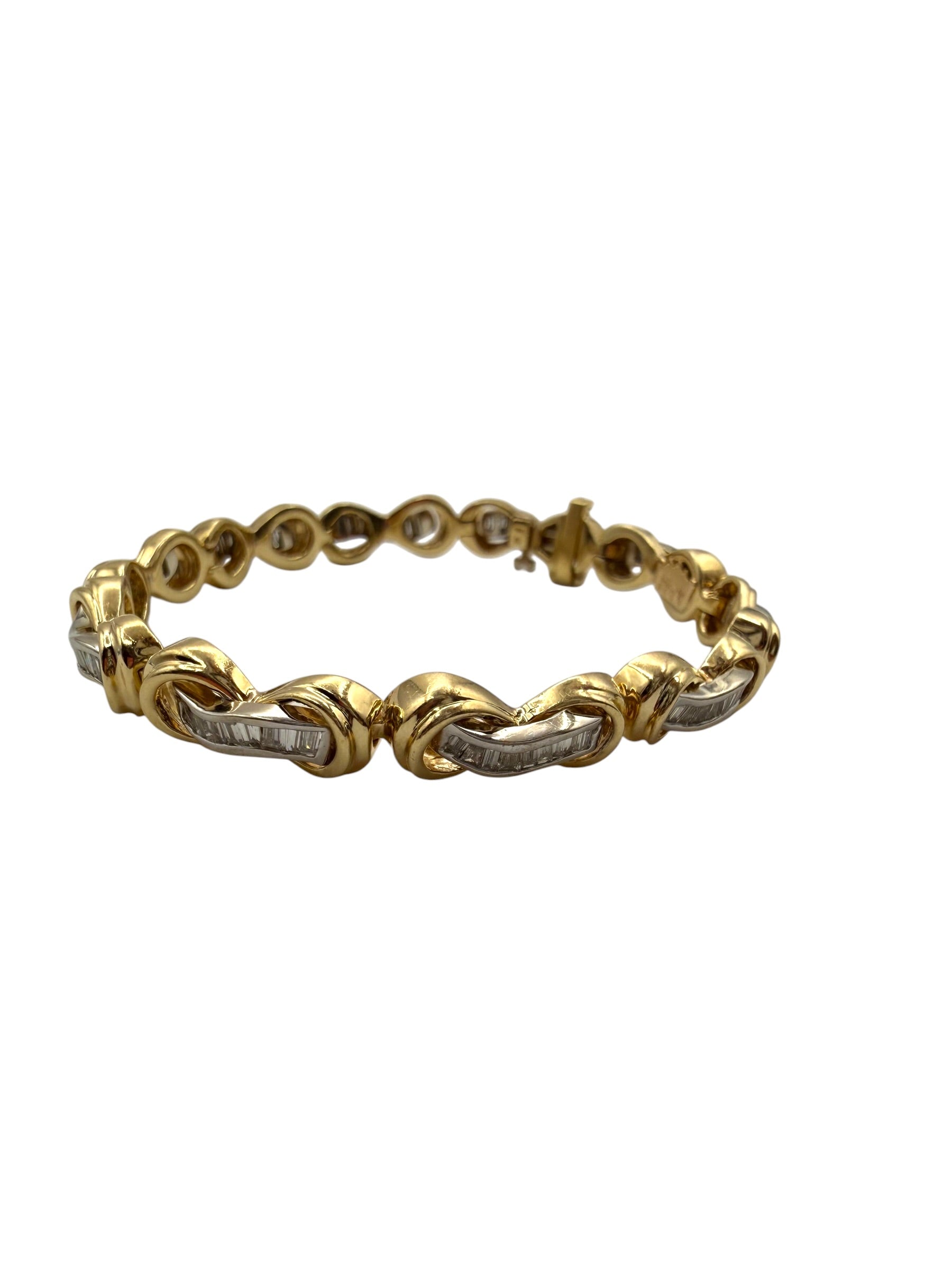 14k Two Tone Baguette Bracelet