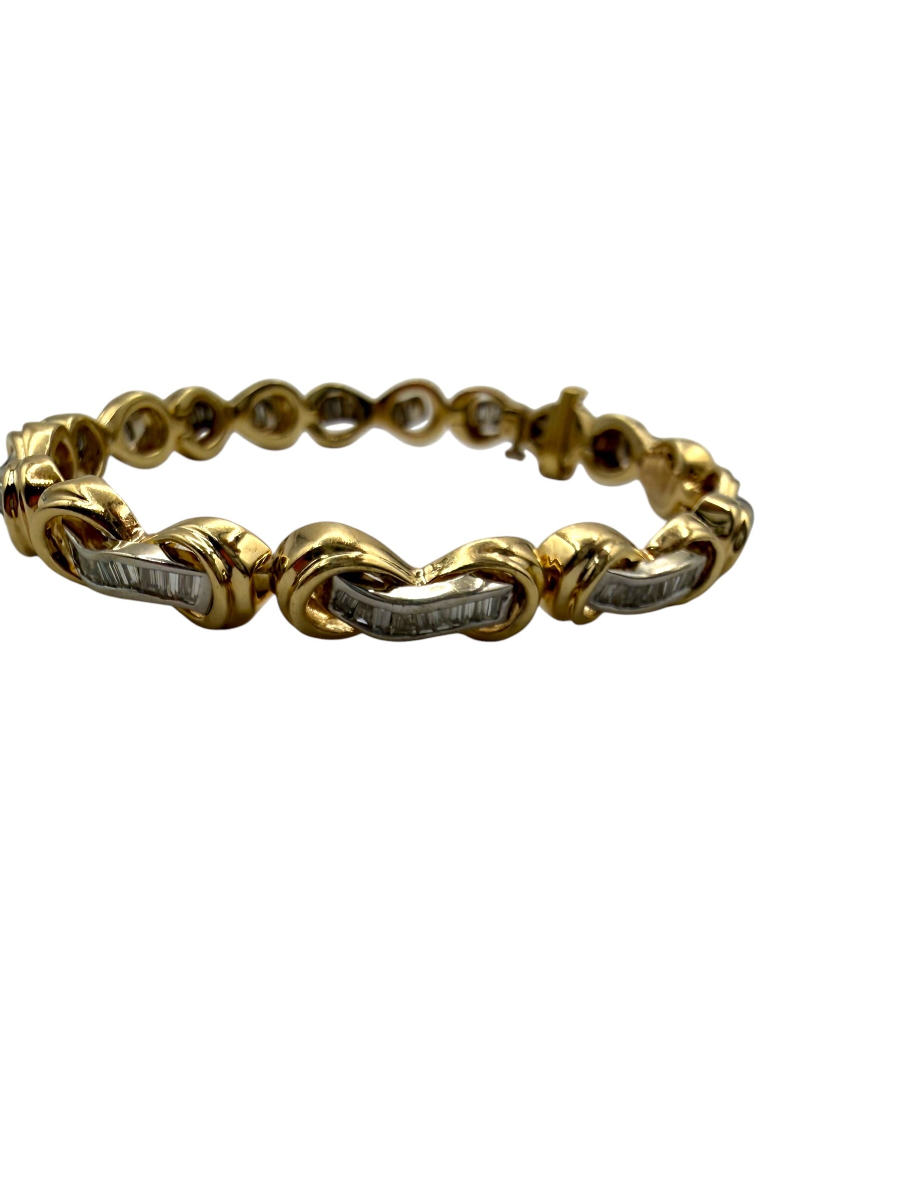 14k Two Tone Baguette Bracelet