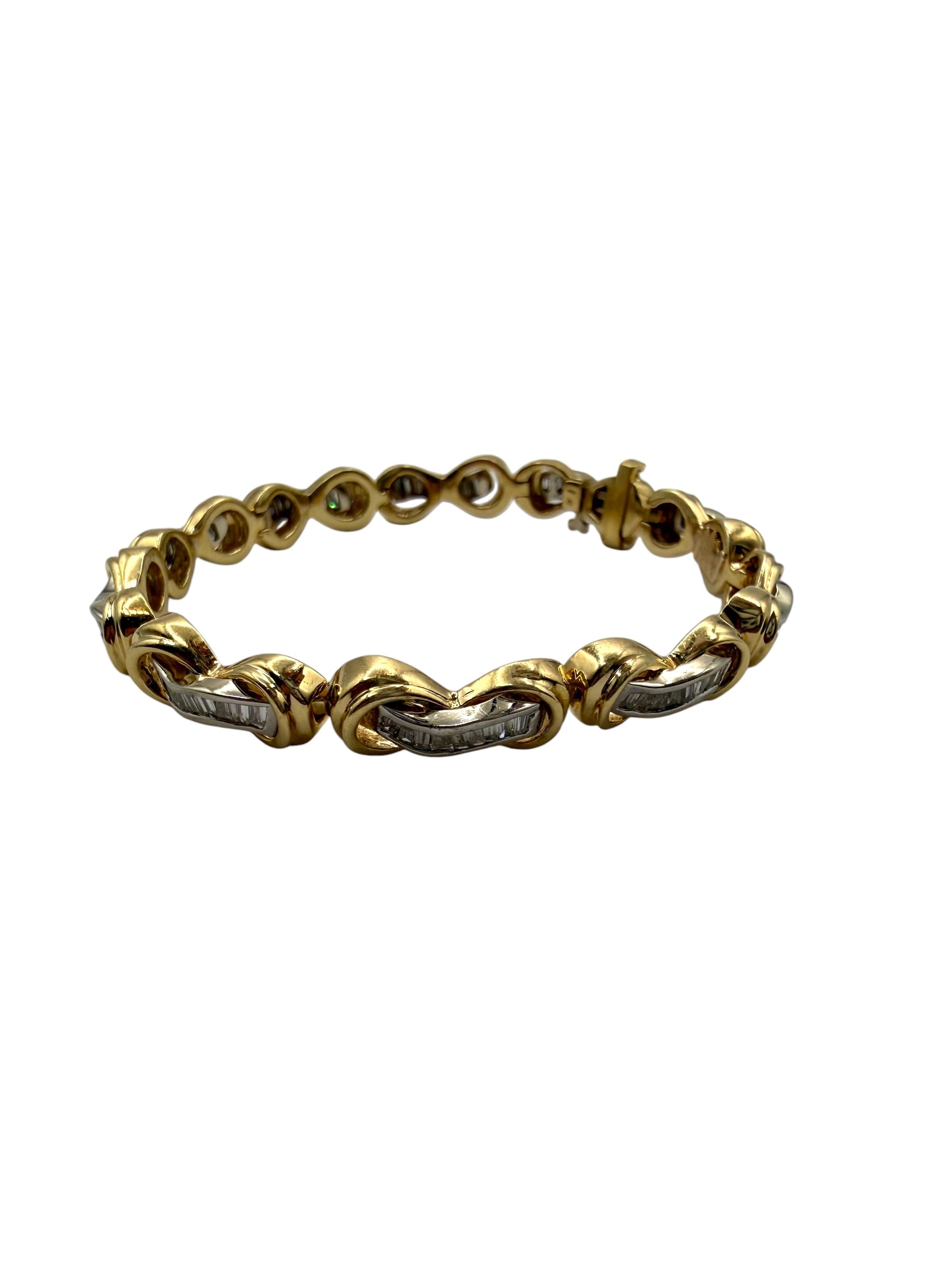 14k Two Tone Baguette Bracelet