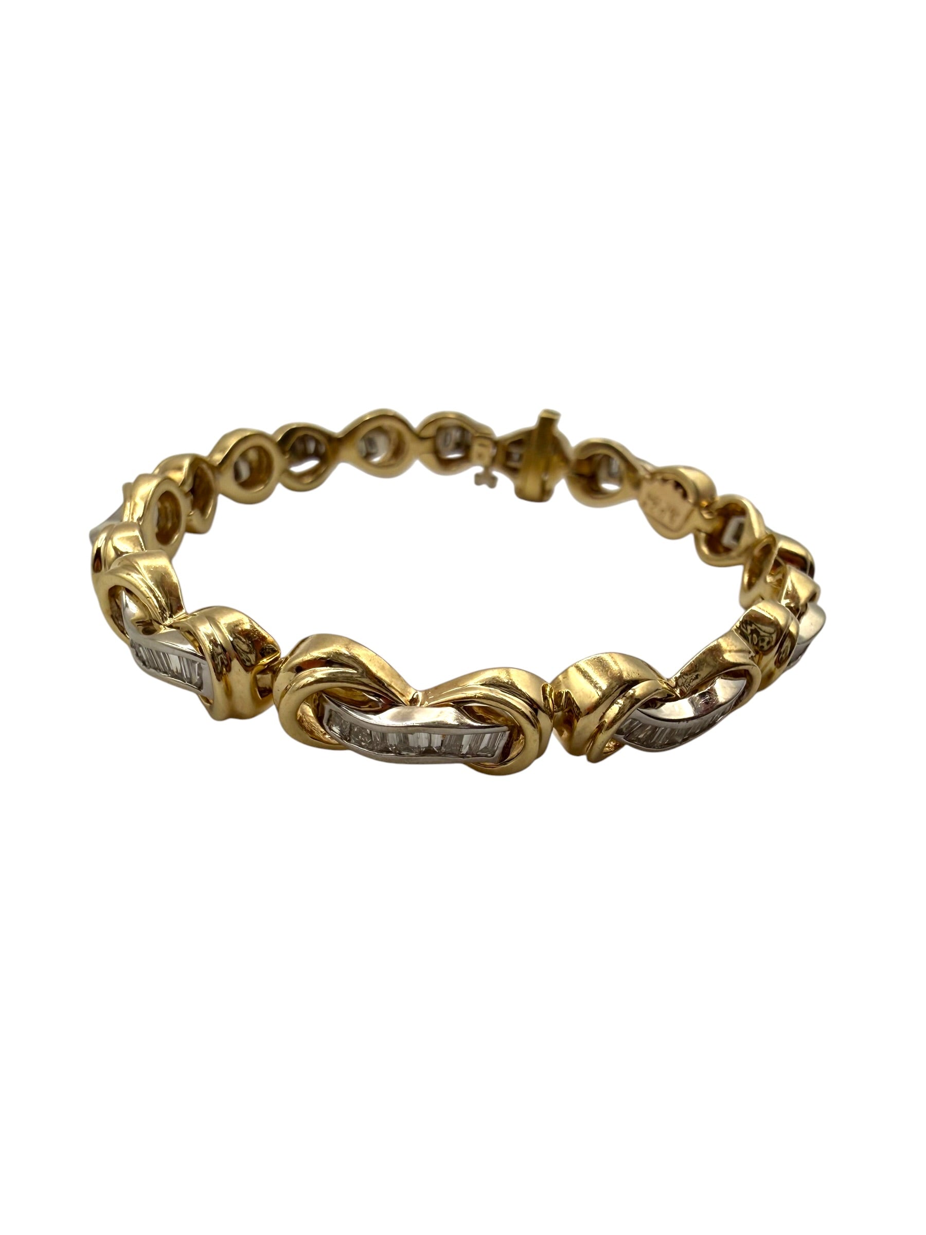 14k Two Tone Baguette Bracelet