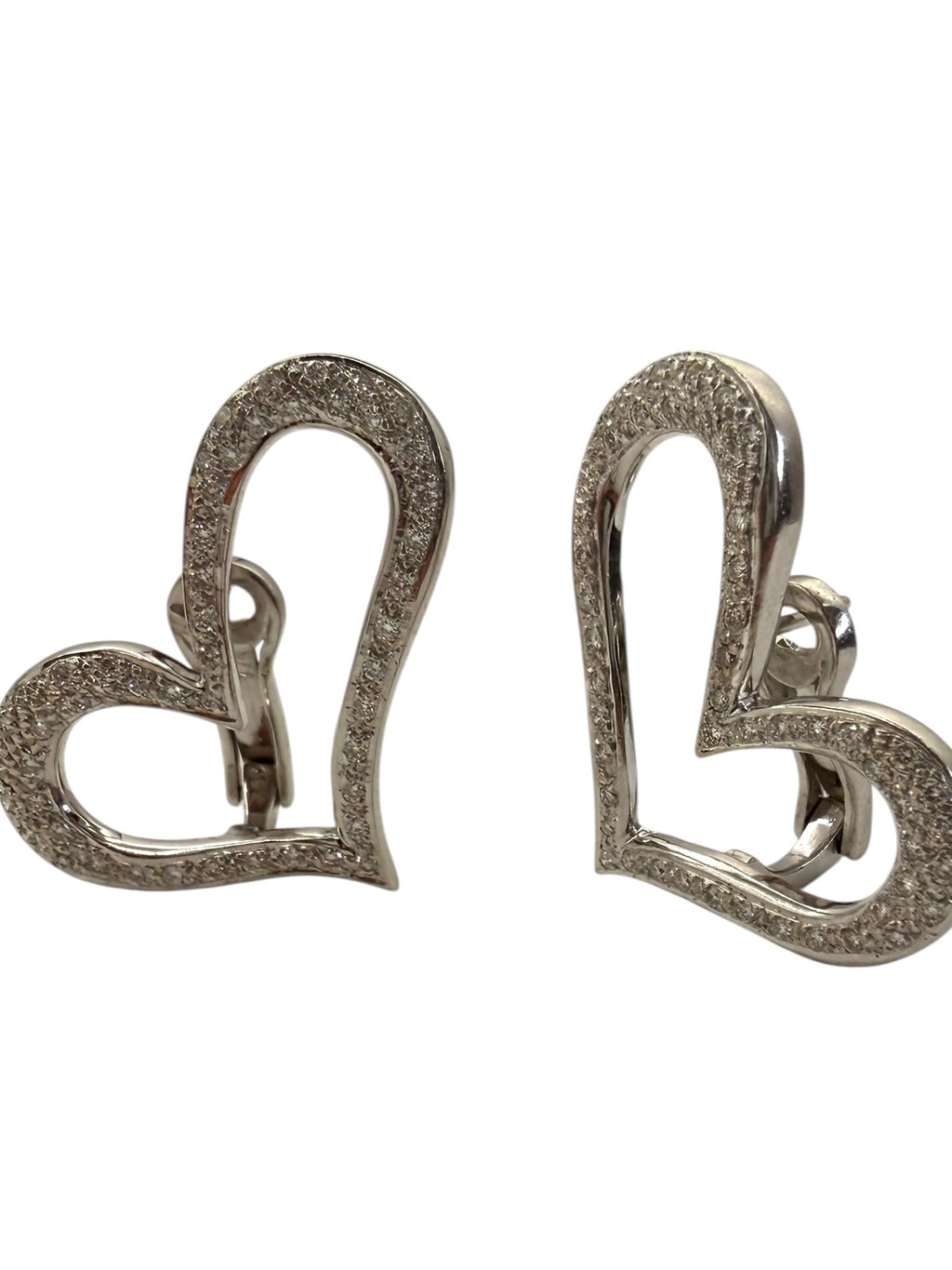 18k Diamond Offset Heart Earrings