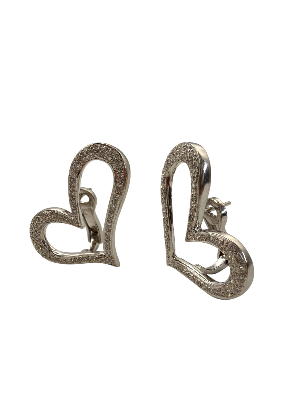18k Diamond Offset Heart Earrings