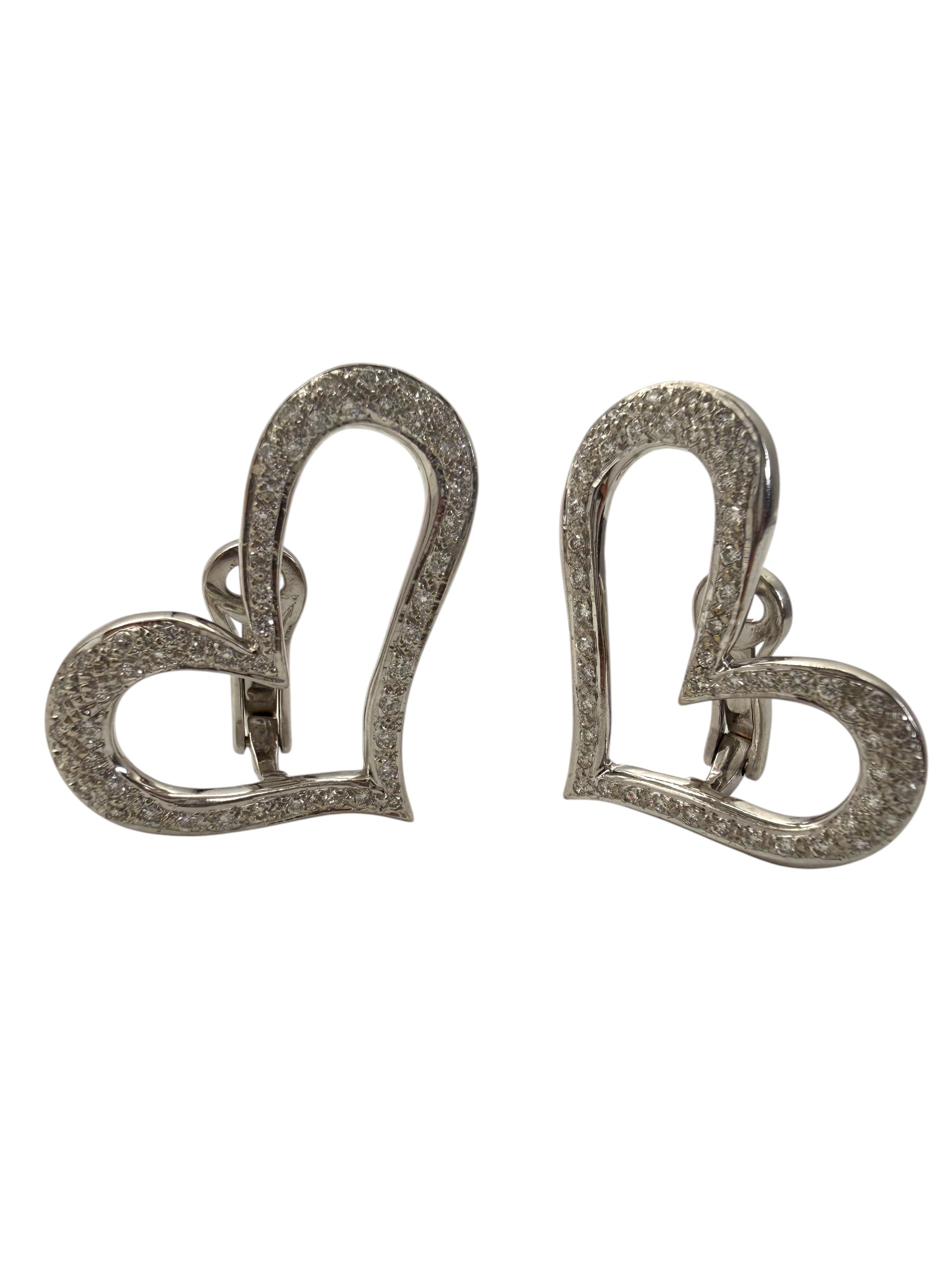 18k Diamond Offset Heart Earrings