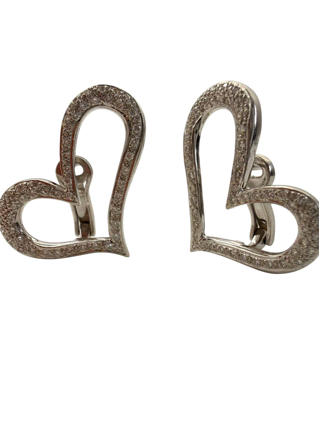 18k Diamond Offset Heart Earrings