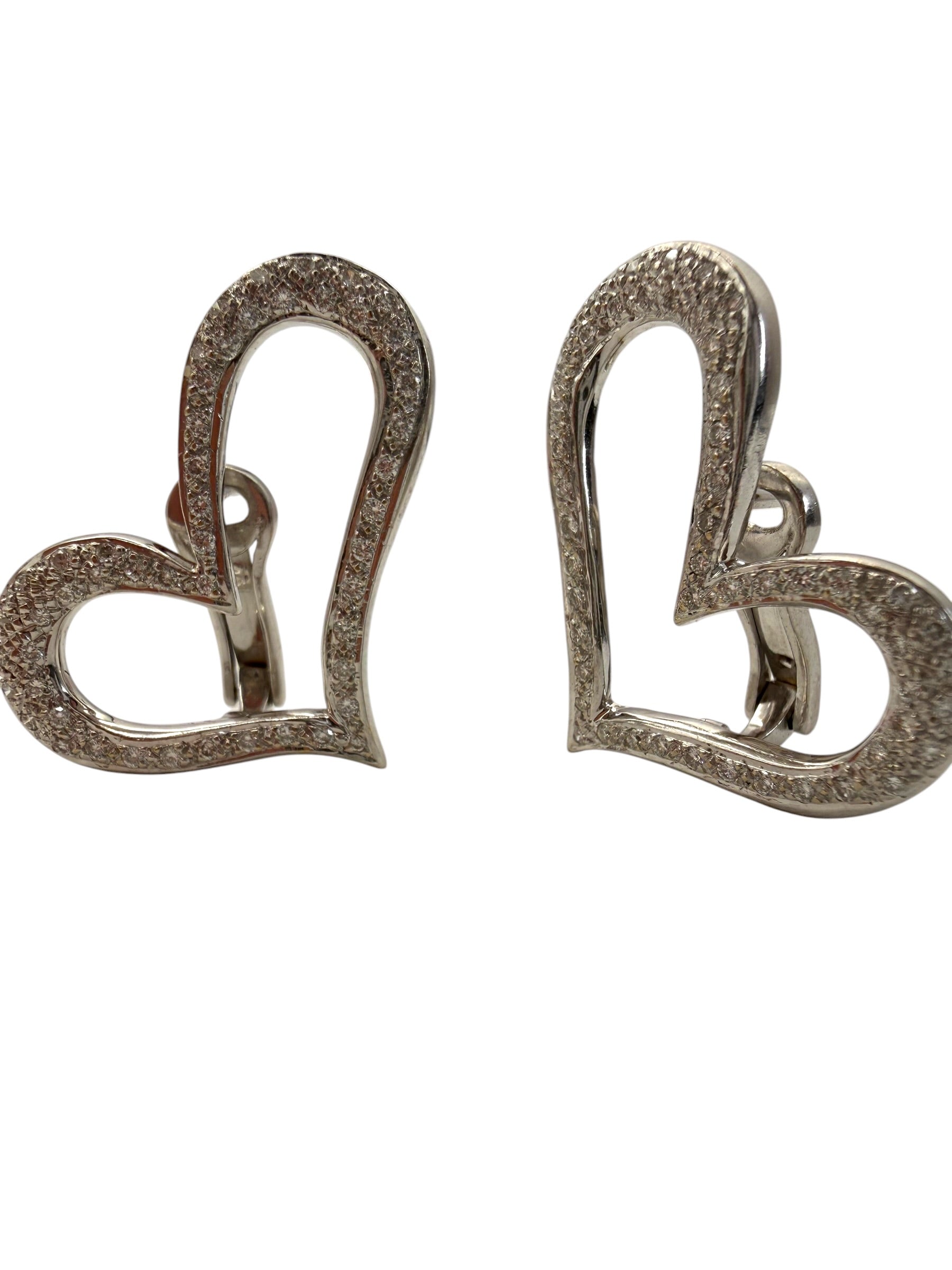 18k Diamond Offset Heart Earrings