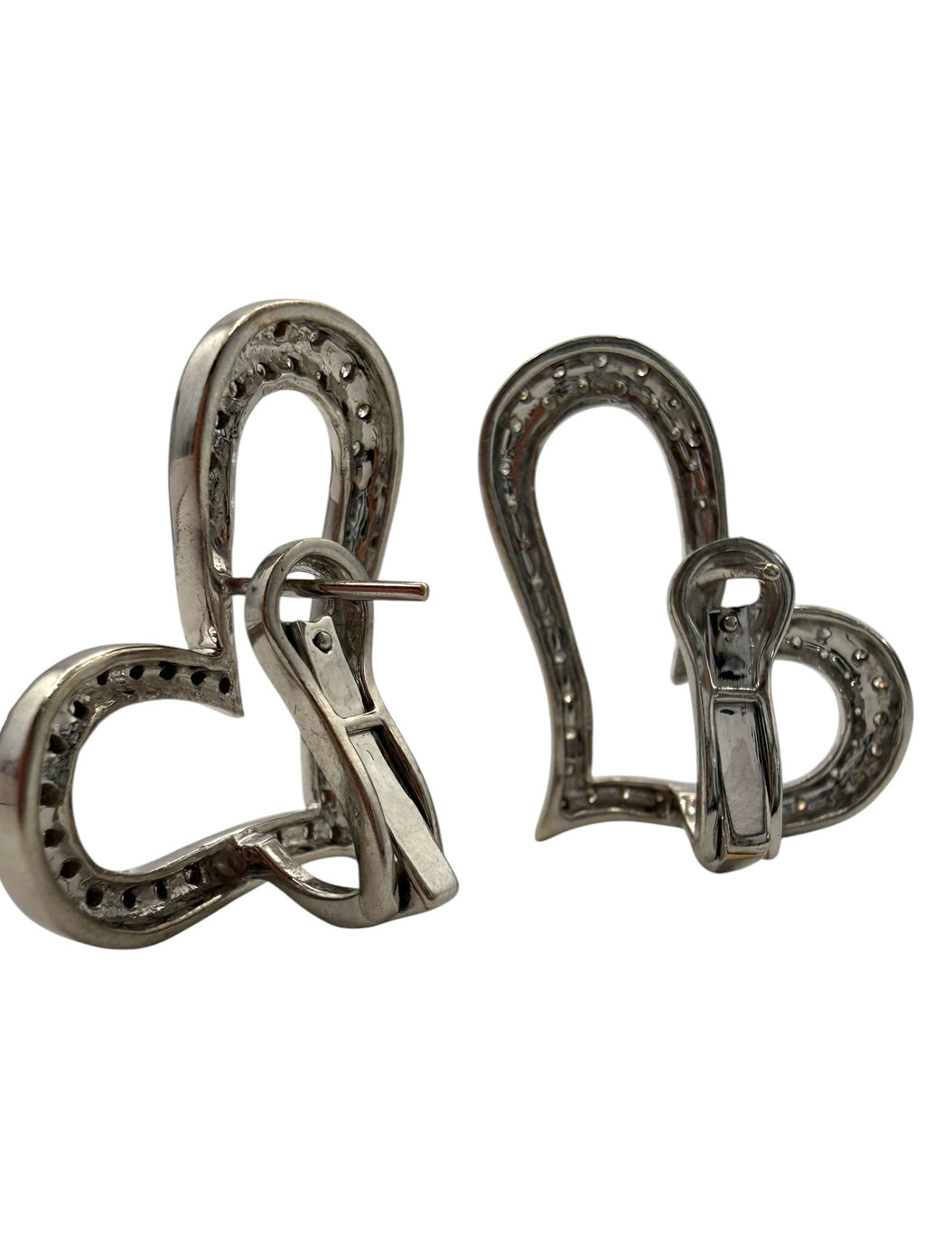 18k Diamond Offset Heart Earrings