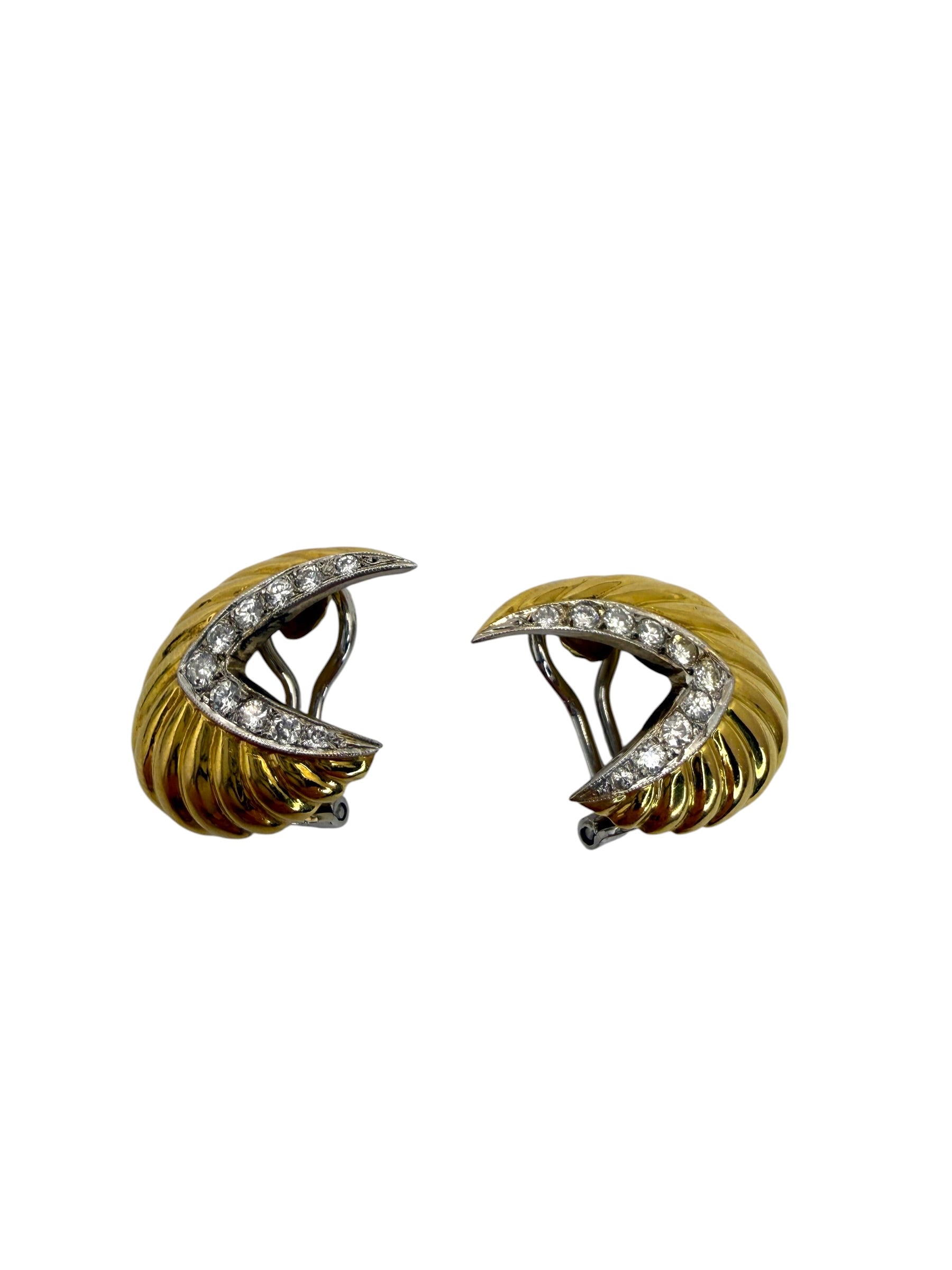 18k 1960s Diamond Clip-on Earrings
