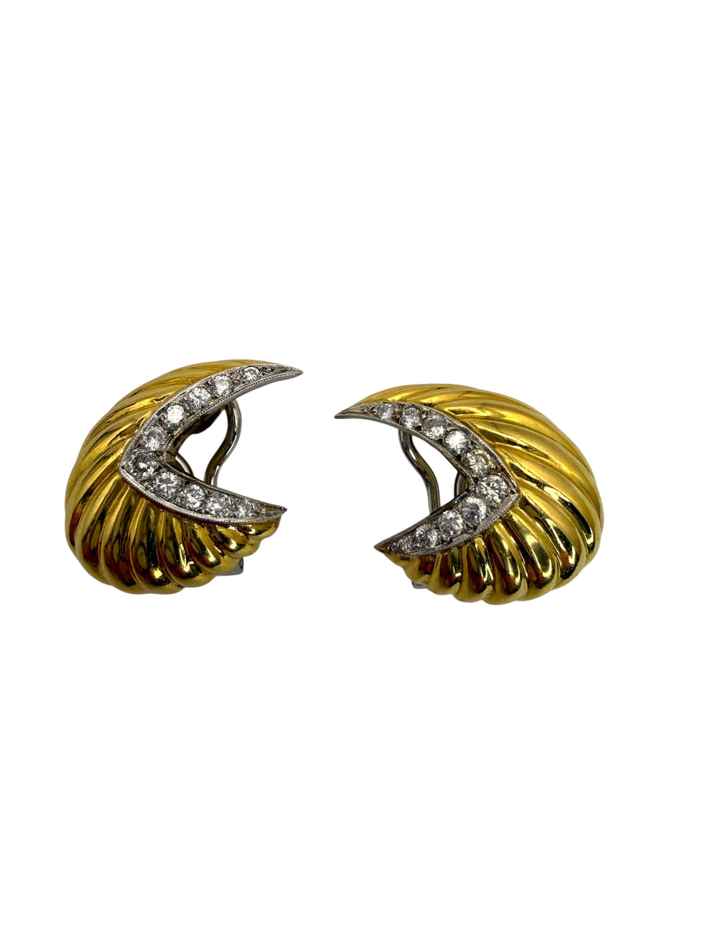 18k 1960s Diamond Clip-on Earrings