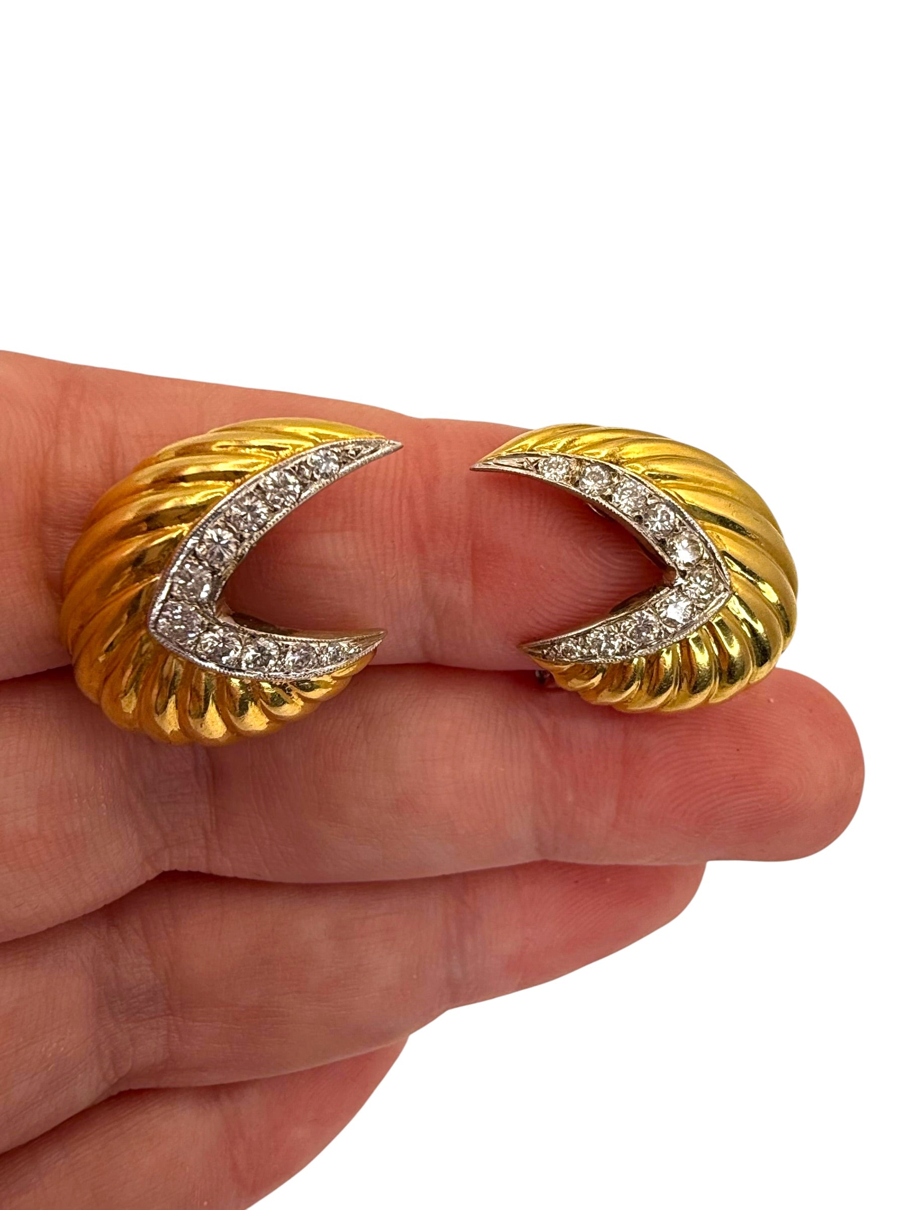 18k 1960s Diamond Clip-on Earrings