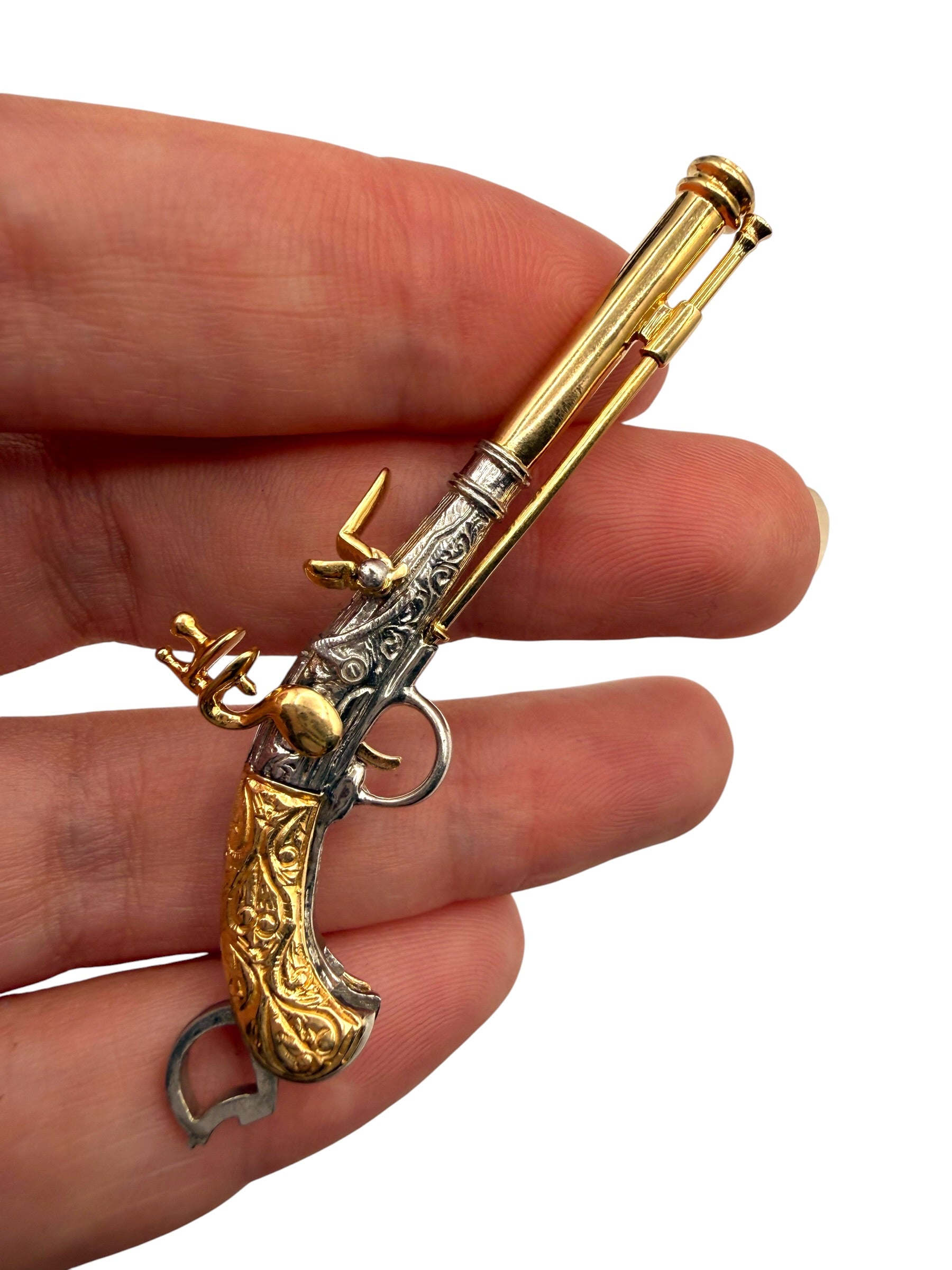 14k/ Silver Flintlock Pendant