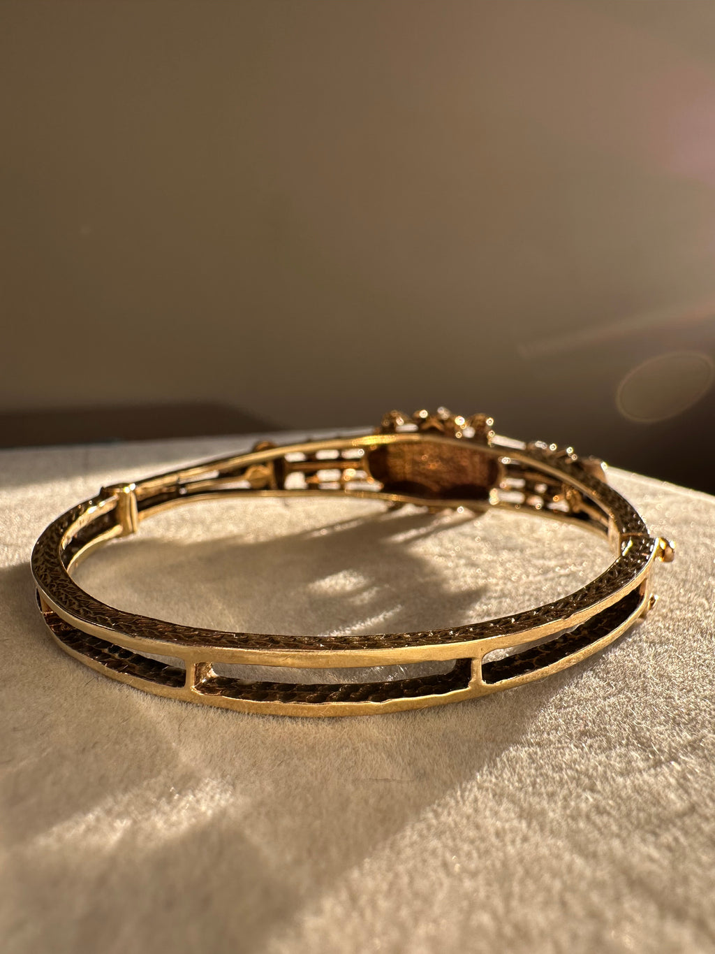 14k Enamel Diamond Victorian Style Bangle Bracelet