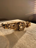 14k Enamel Diamond Victorian Style Bangle Bracelet