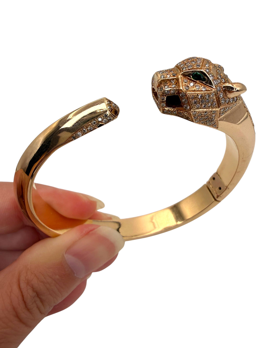 18k Rose Gold Diamond Panther Bangle Bracelet