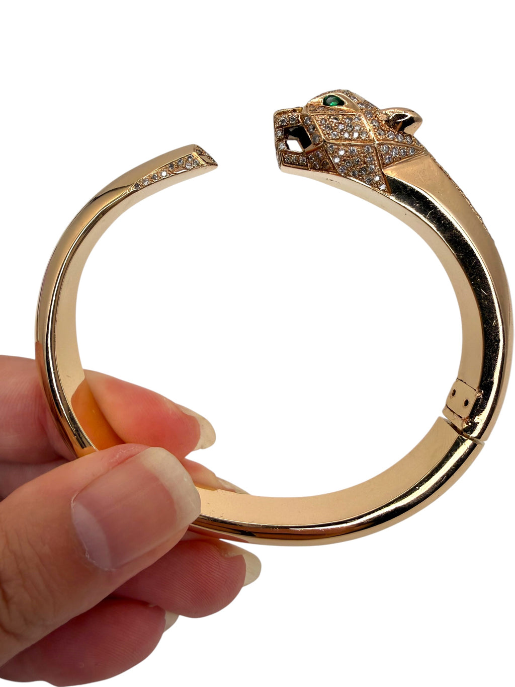 18k Rose Gold Diamond Panther Bangle Bracelet