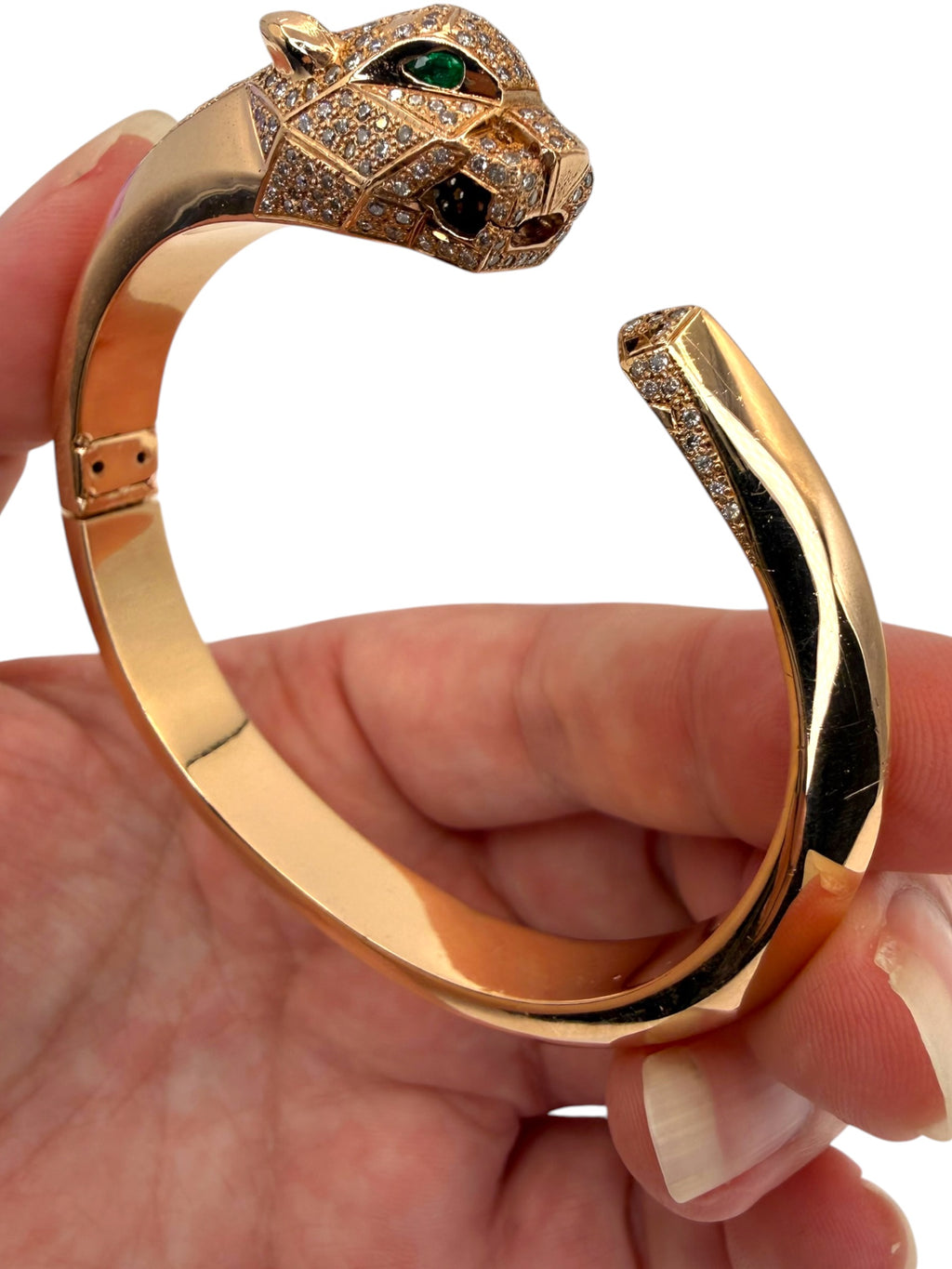 18k Rose Gold Diamond Panther Bangle Bracelet