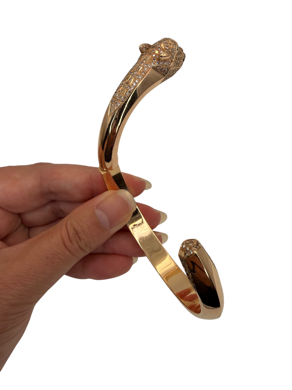 18k Rose Gold Diamond Panther Bangle Bracelet