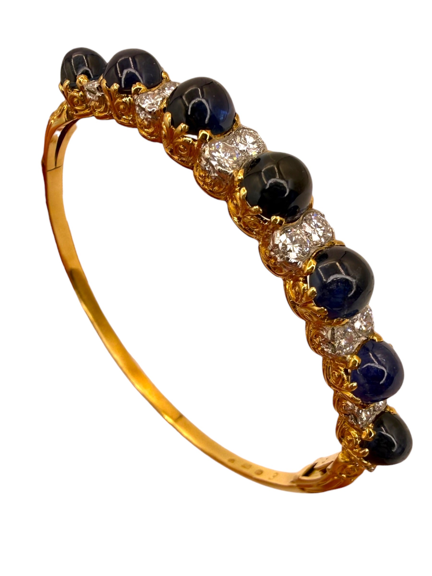 18k Sapphire Diamond Bangle Bracelet