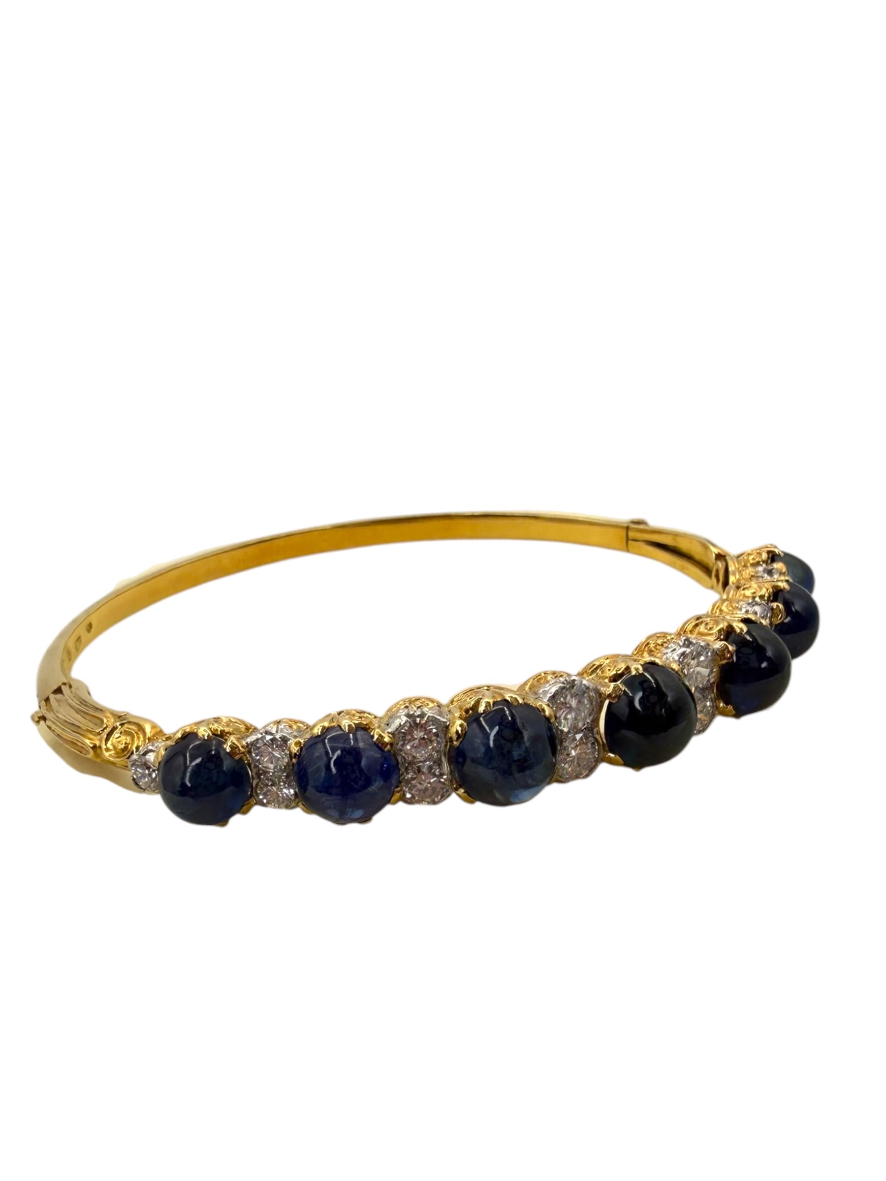 18k Sapphire Diamond Bangle Bracelet