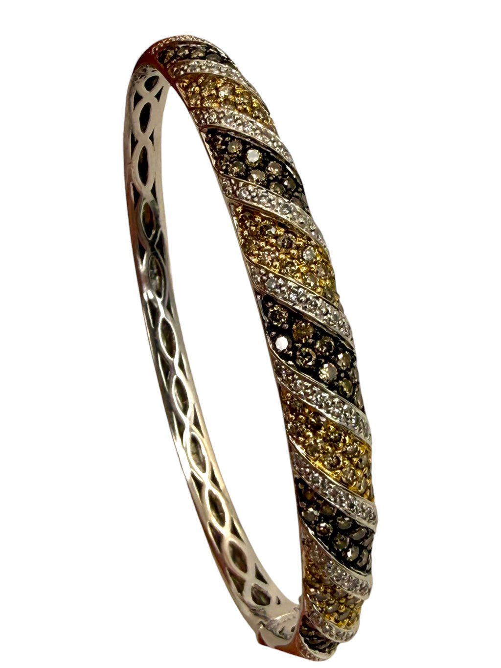 14k Fancy Colored Diamond Bangle Bracelet