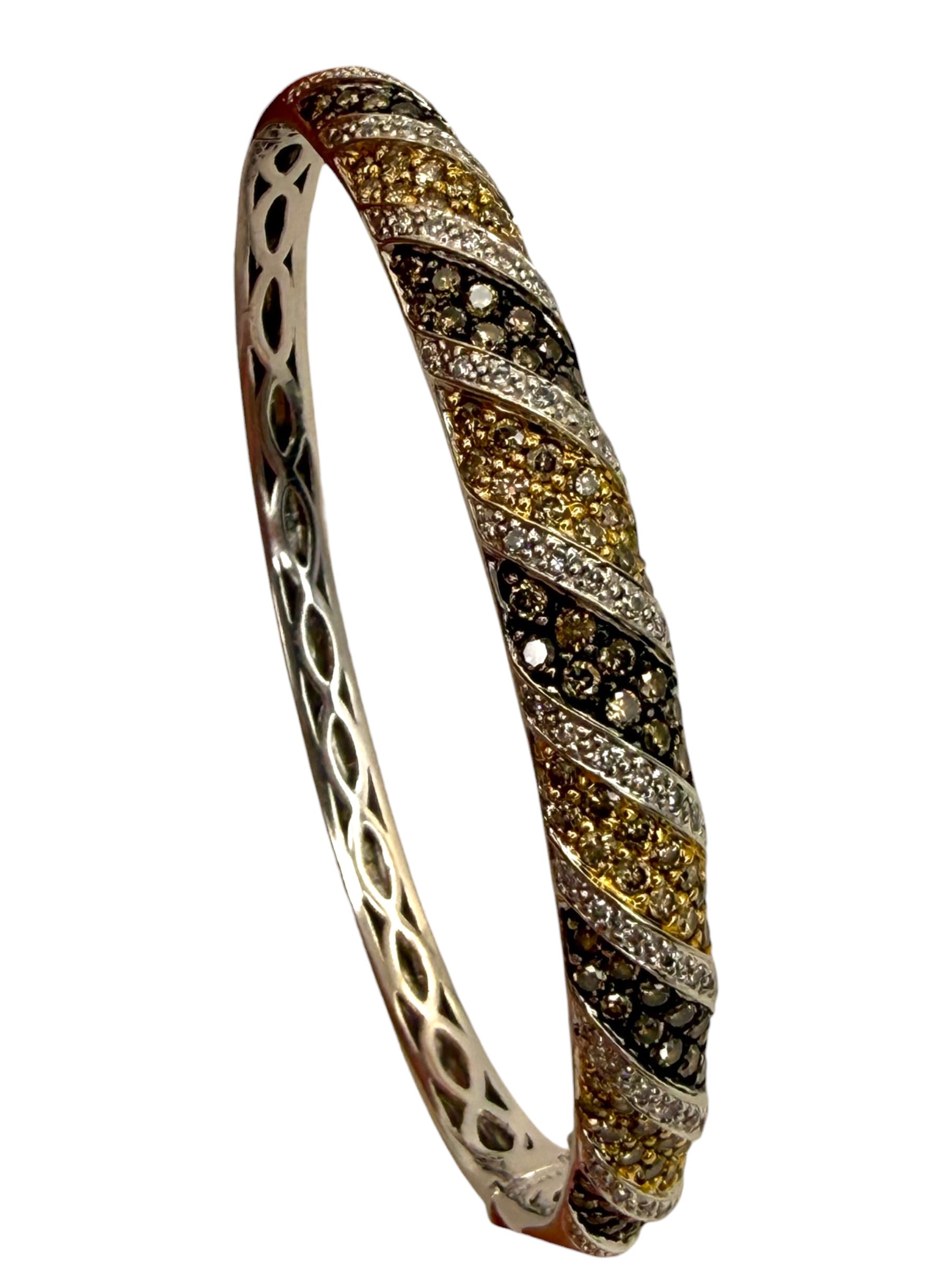 14k Fancy Colored Diamond Bangle Bracelet