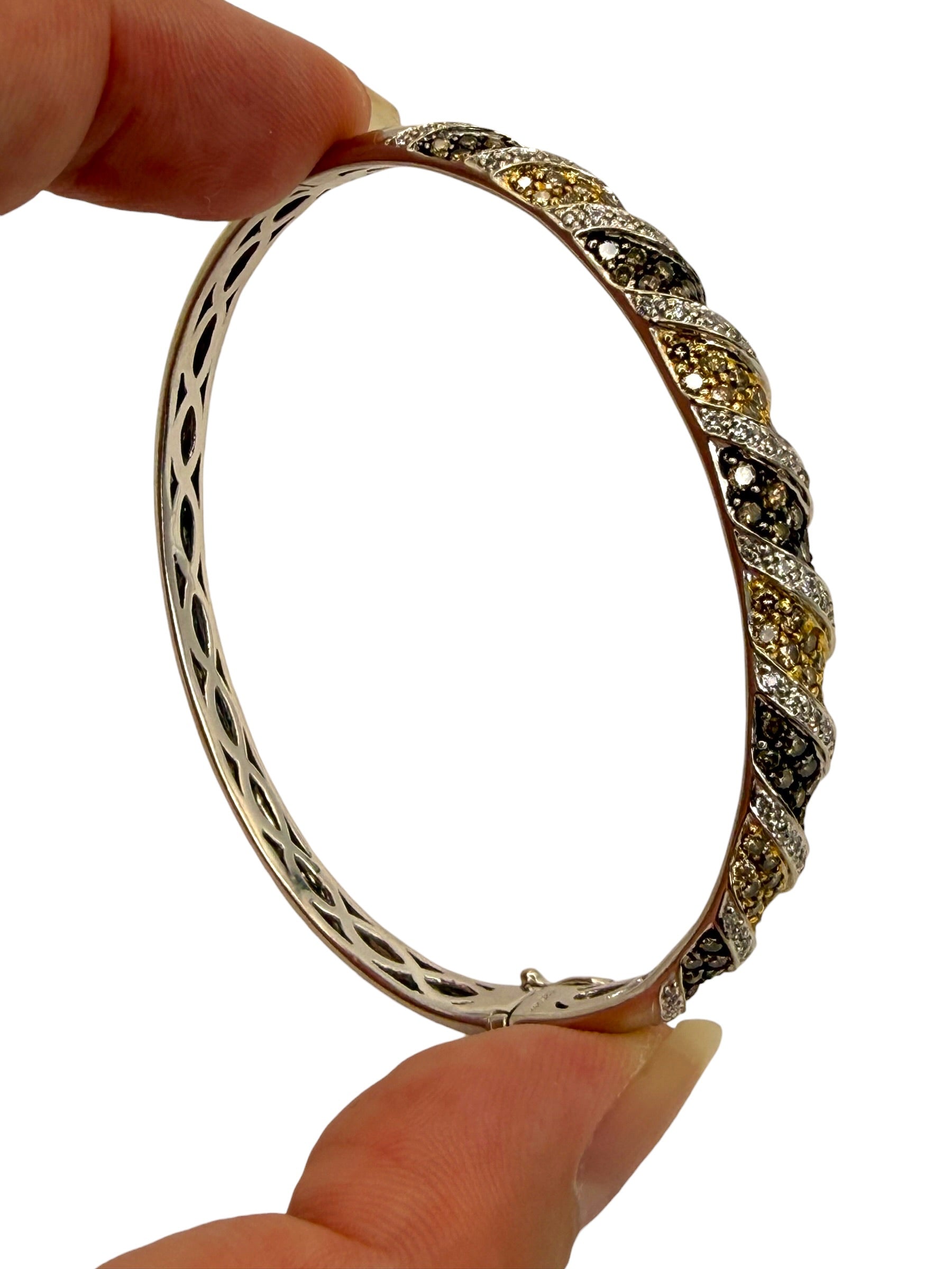 14k Fancy Colored Diamond Bangle Bracelet