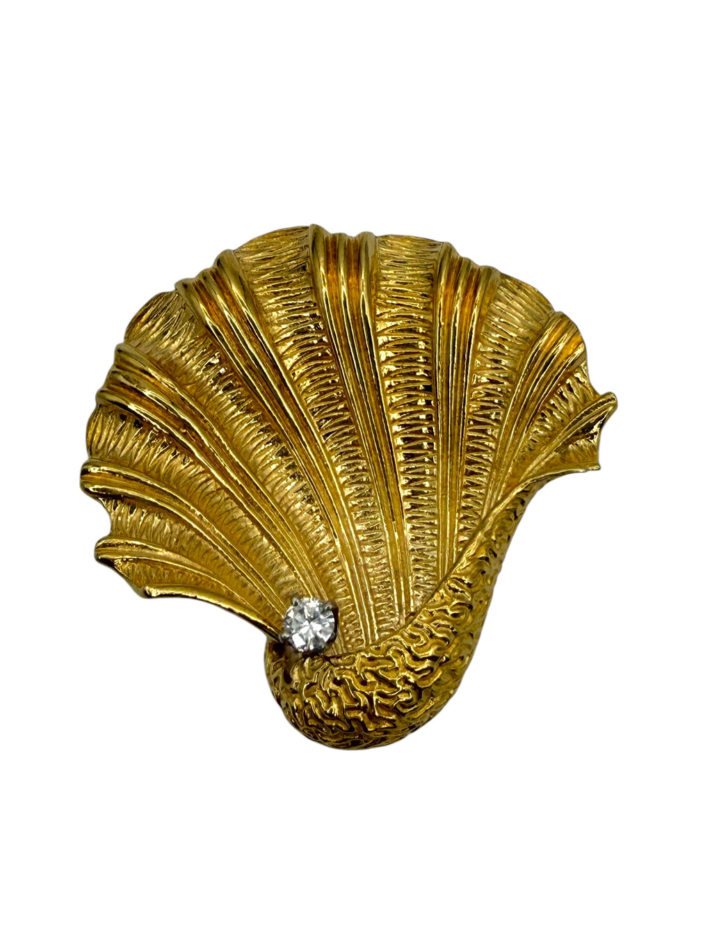 18k Diamond Shell Brooch