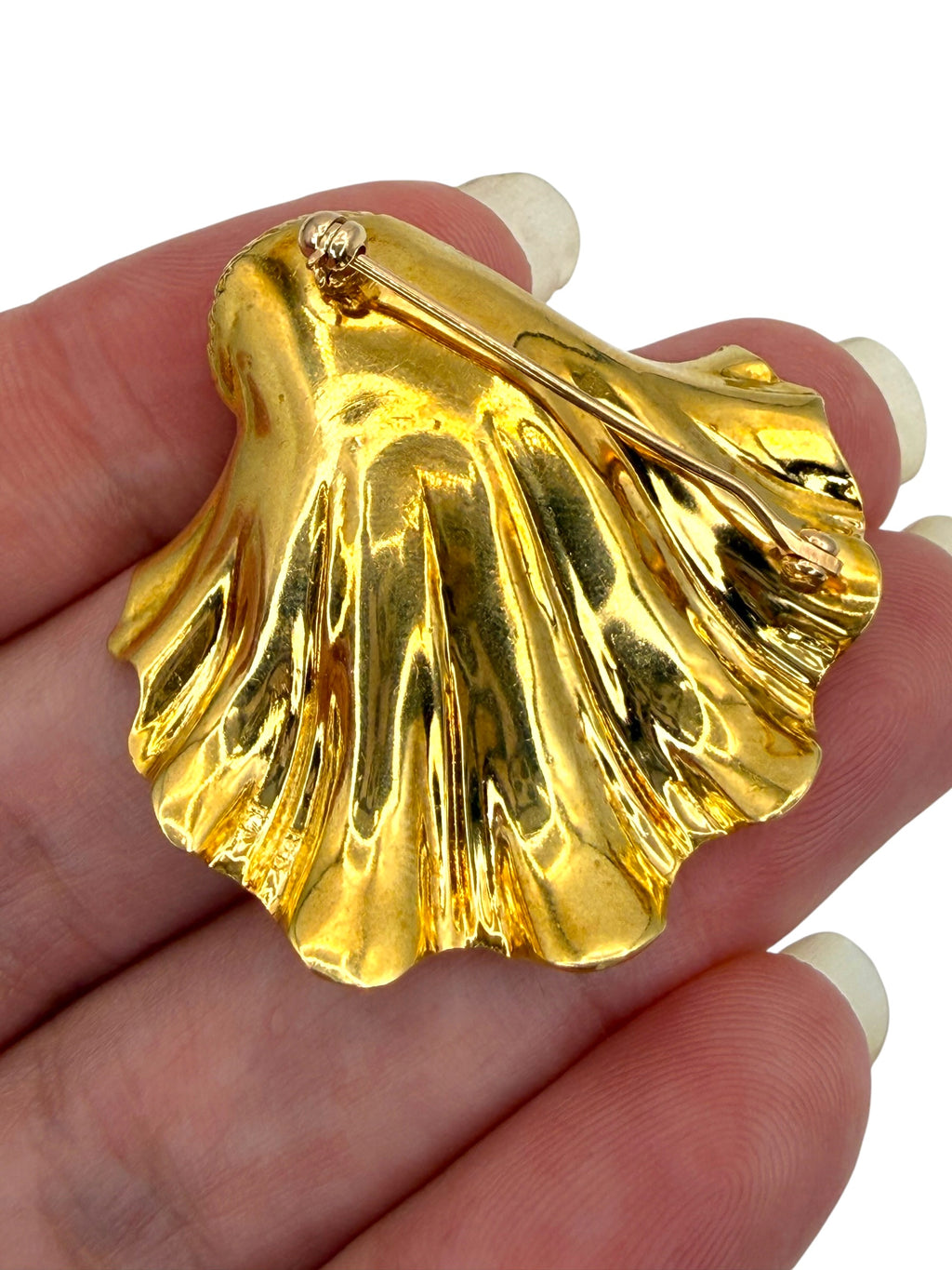 18k Diamond Shell Brooch