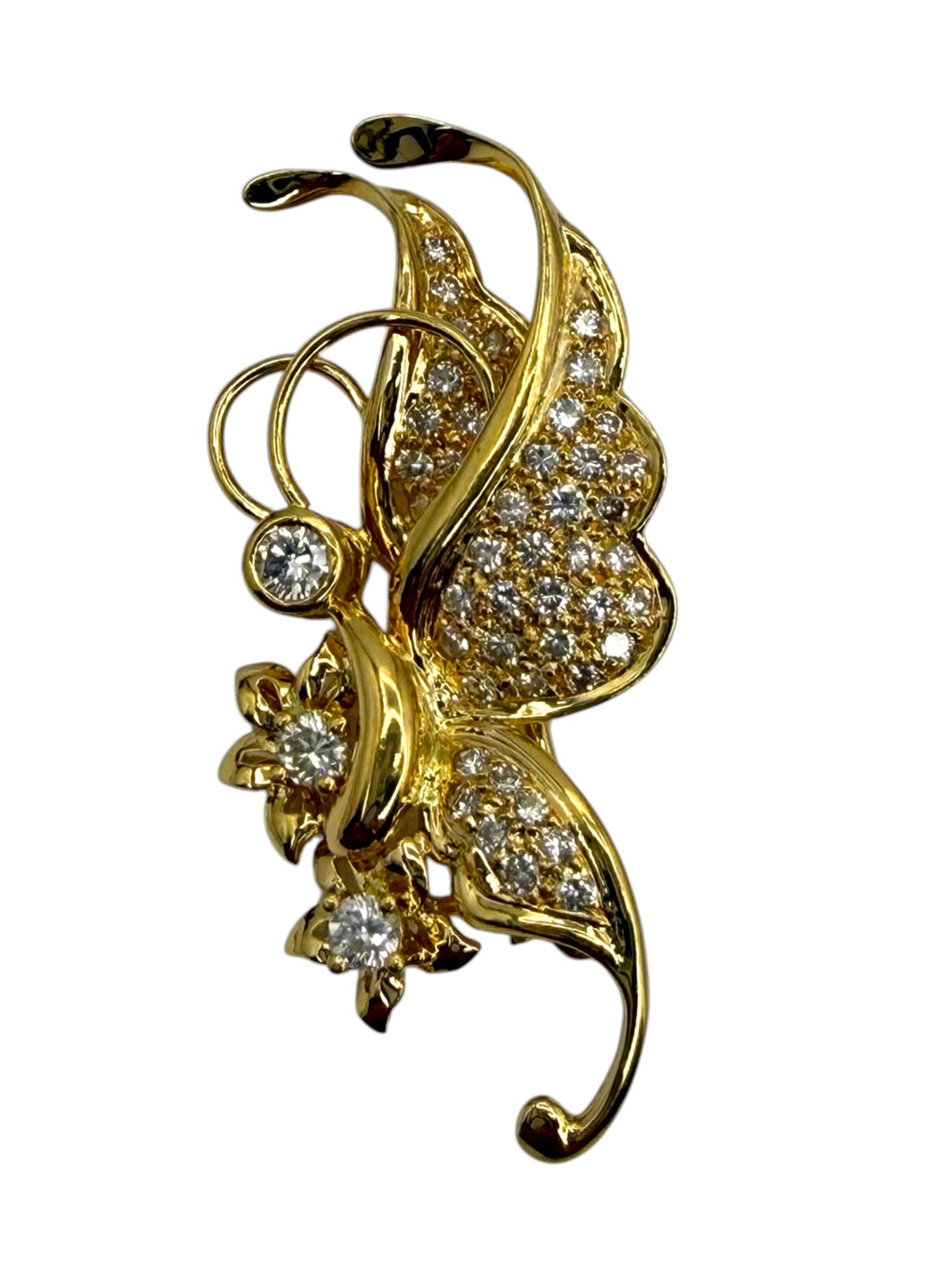 18k Diamond Butterfly Brooch